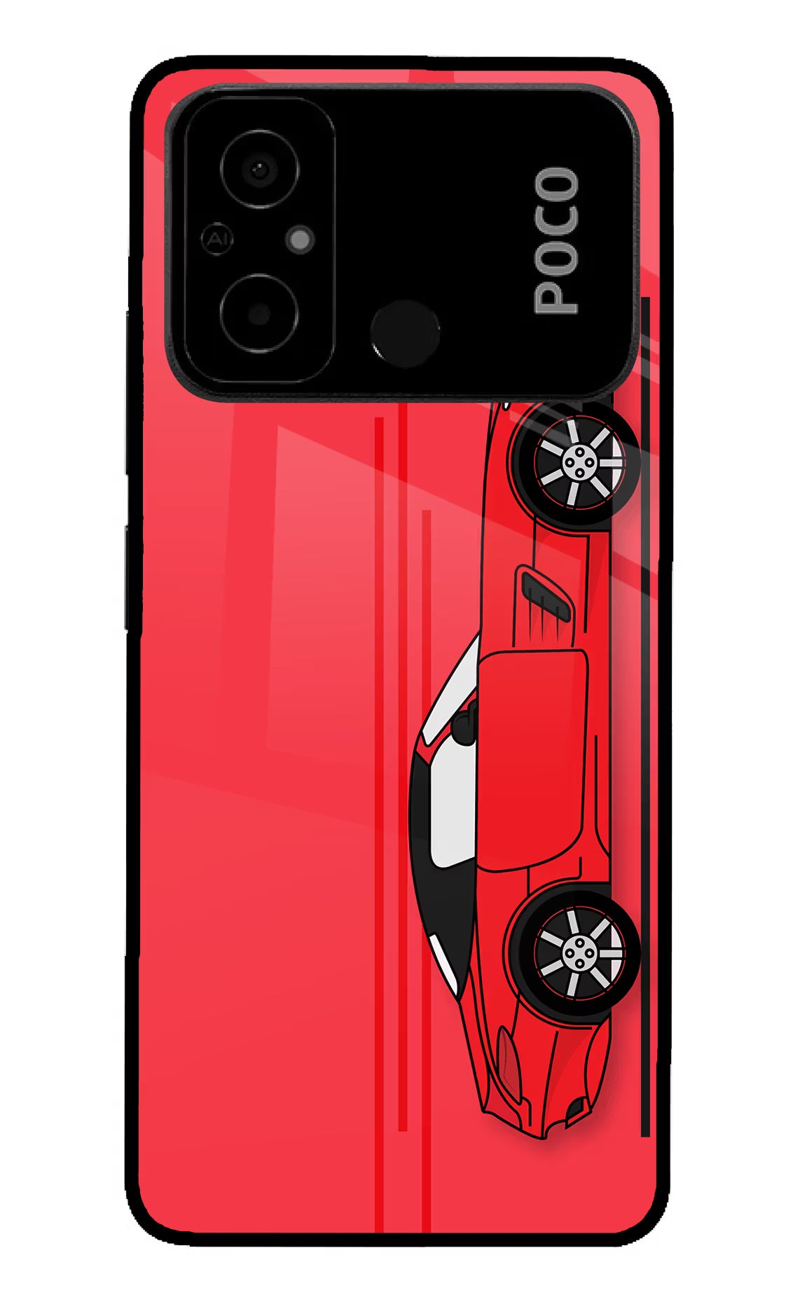 Red Velocity Poco C55 Glass Case - Red Velocity Poco C55 Glass Case Red Velocity Poco C55 Glass Case