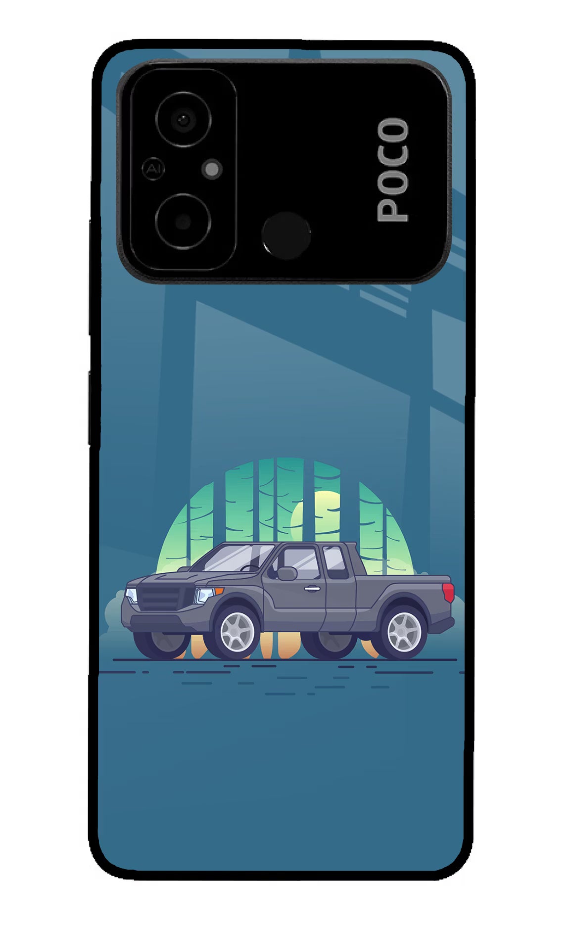 Retro Garage Vibe Poco C55 Glass Case - Retro Garage Vibe Poco C55 Glass Case Retro Garage Vibe Poco C55 Glass Case