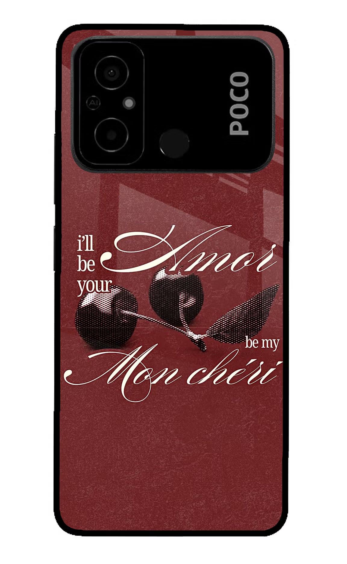 Velvet Cherry Poco C55 Glass Case - Velvet Cherry Poco C55 Glass Case Velvet Cherry Poco C55 Glass Case