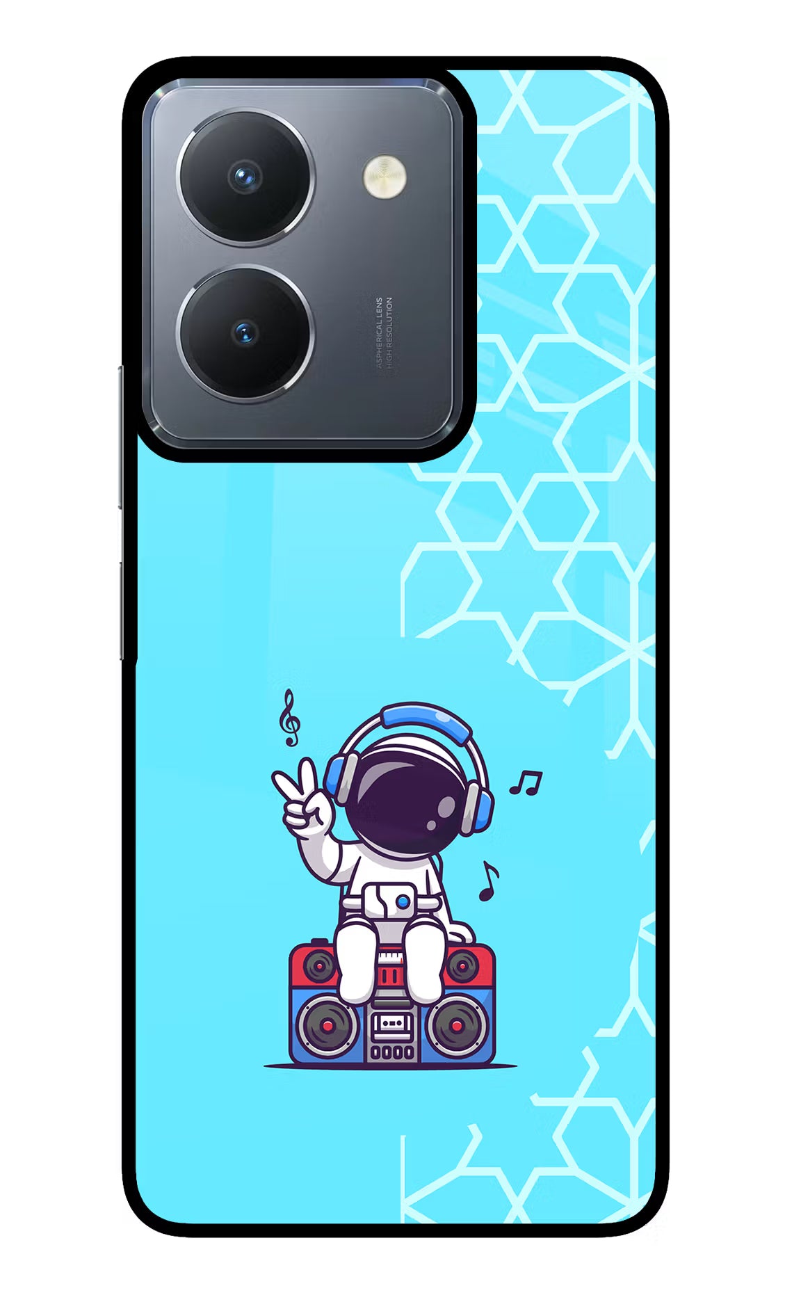 Cute Astronaut Chilling Vivo Y36 Glass Case - Cute Astronaut Chilling Vivo Y36 Glass Case Cute Astronaut Chilling Vivo Y36 Glass Case