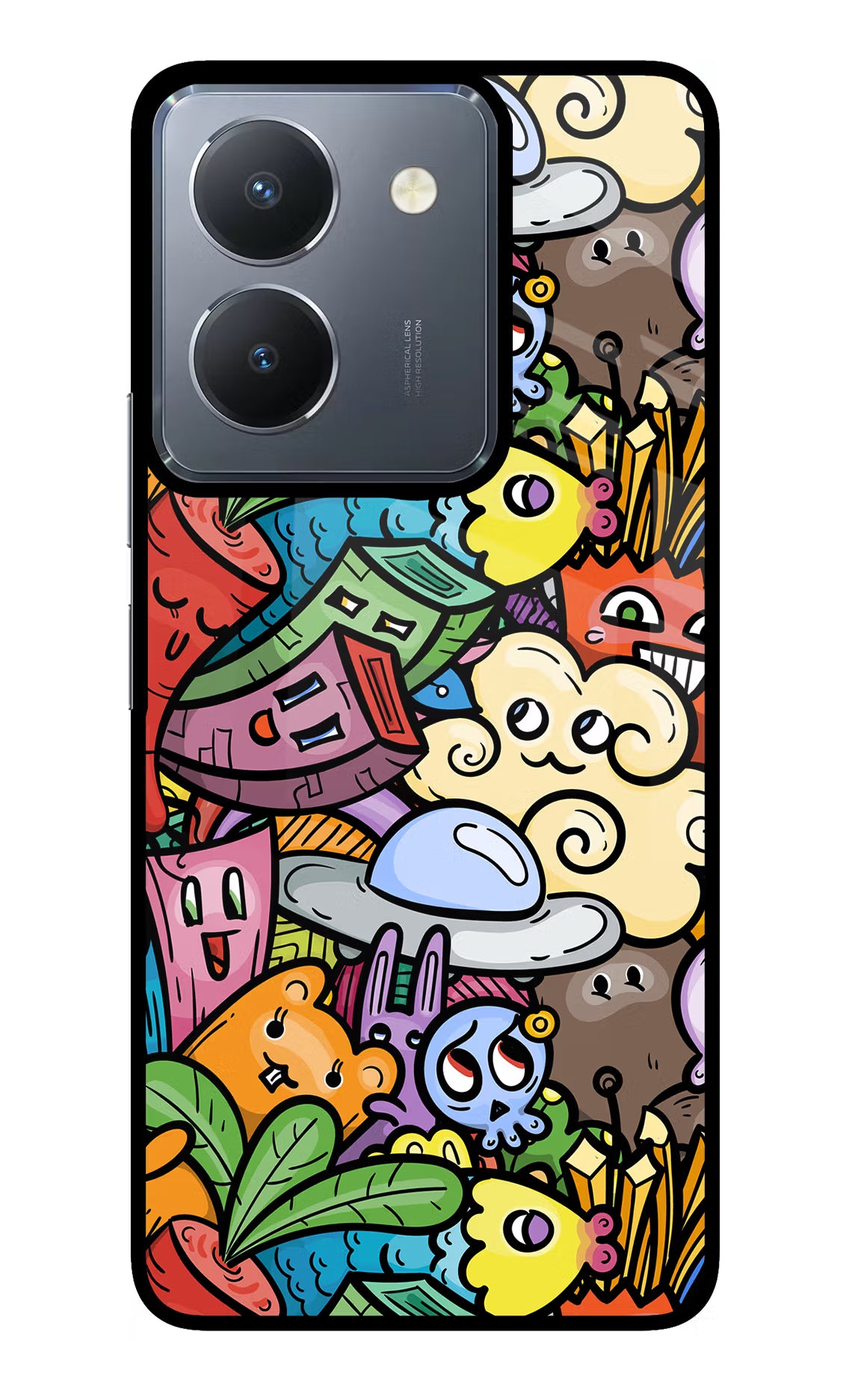 Veggie Doodle Vivo Y36 Glass Case - Veggie Doodle Vivo Y36 Glass Case Veggie Doodle Vivo Y36 Glass Case