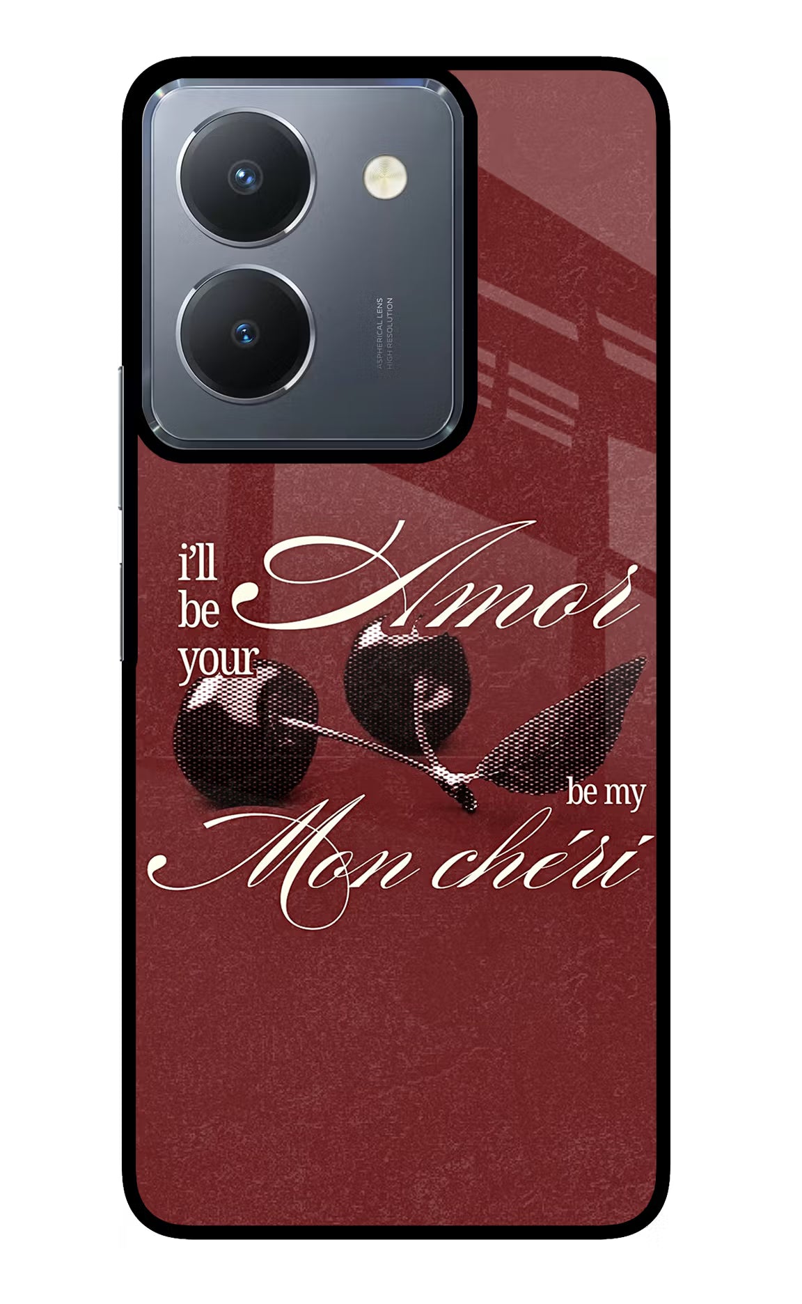 Velvet Cherry Vivo Y36 Glass Case - Velvet Cherry Vivo Y36 Glass Case Velvet Cherry Vivo Y36 Glass Case