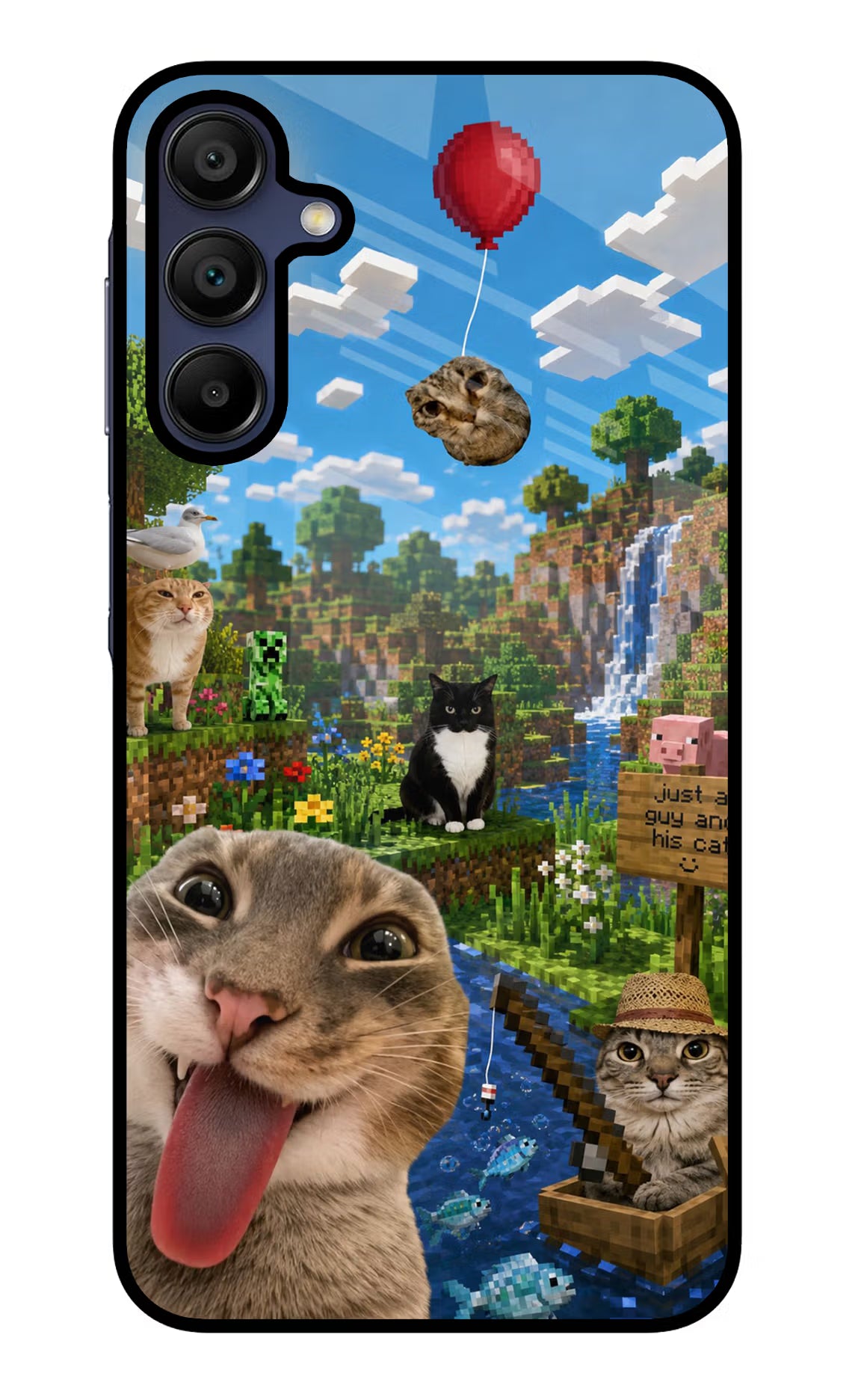Minecraft Cat Chaos Samsung A15 5G Glass Case - Minecraft Cat Chaos Samsung A15 5G Glass Case Minecraft Cat Chaos Samsung A15 5G Glass Case