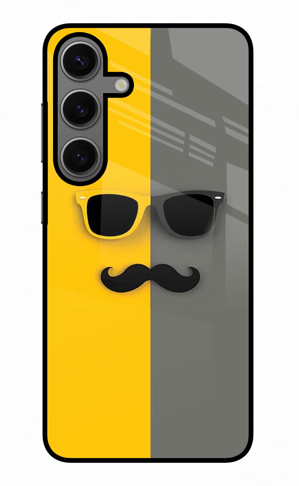 Sunglasses with Mustache Samsung S24 Plus Glass Case - Sunglasses with Mustache Samsung S24 Plus Glass Case Sunglasses with Mustache Samsung S24 Plus Glass Case
