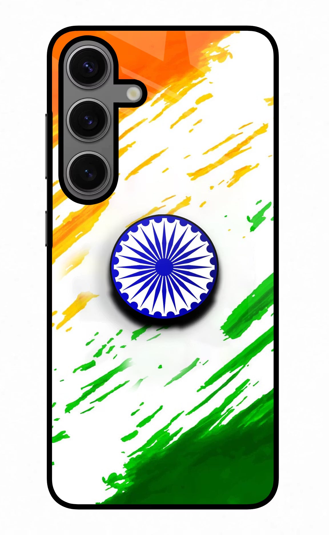 Indian Flag Ashoka Chakra Samsung S24 Plus Glass Case - Indian Flag Ashoka Chakra Samsung S24 Plus Glass Case Indian Flag Ashoka Chakra Samsung S24 Plus Glass Case