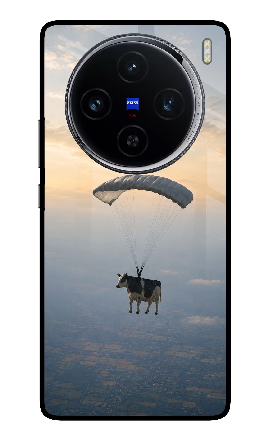 Skydiving Cow Vivo X100 Glass Case - Skydiving Cow Vivo X100 Glass Case Skydiving Cow Vivo X100 Glass Case