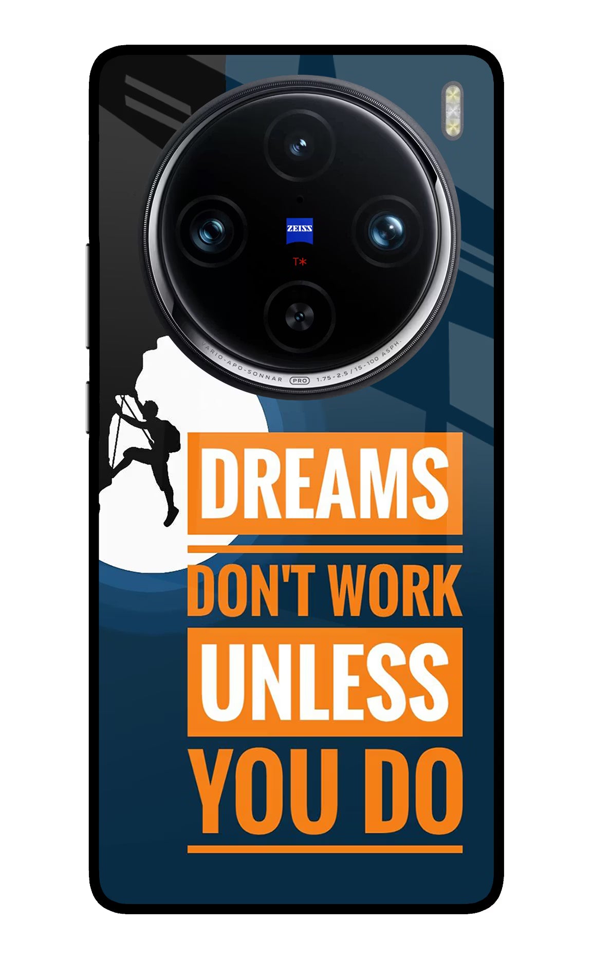 Dreams Don’T Work Unless You Do Vivo X100 Pro Glass Case Back Cover by Casekaro