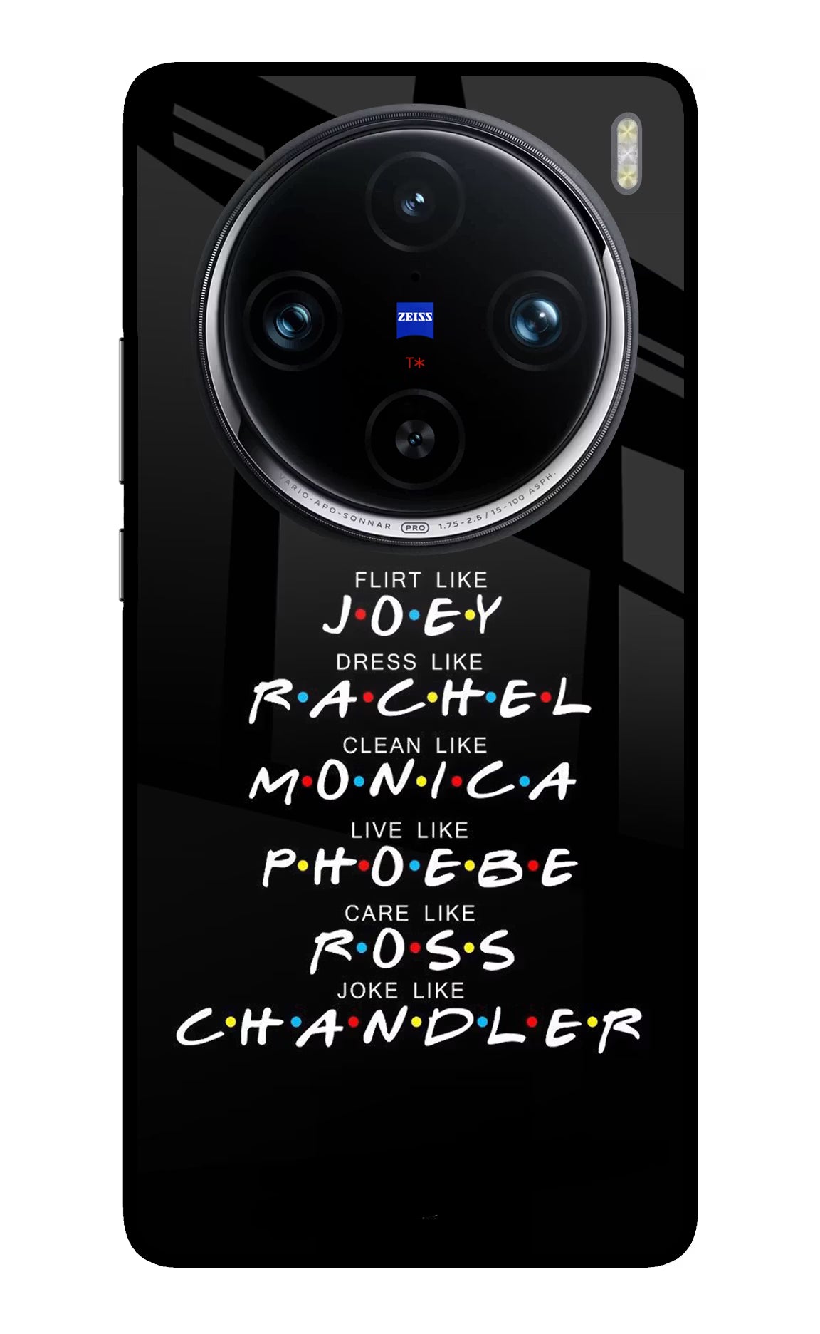 FRIENDS Character Vivo X100 Pro Back Cover - FRIENDS Character Vivo X100 Pro Glass Case Back Cover by Casekaro FRIENDS Character Vivo X100 Pro Glass Case Back Cover by Casekaro