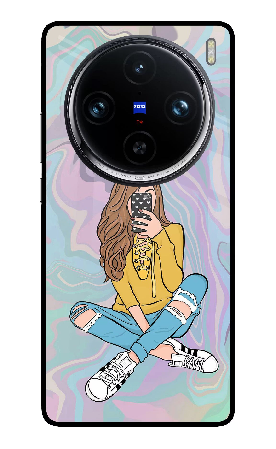 Selfie Girl Vivo X100 Pro Back Cover - Selfie Girl Vivo X100 Pro Glass Case Back Cover by Casekaro Selfie Girl Vivo X100 Pro Glass Case Back Cover by Casekaro
