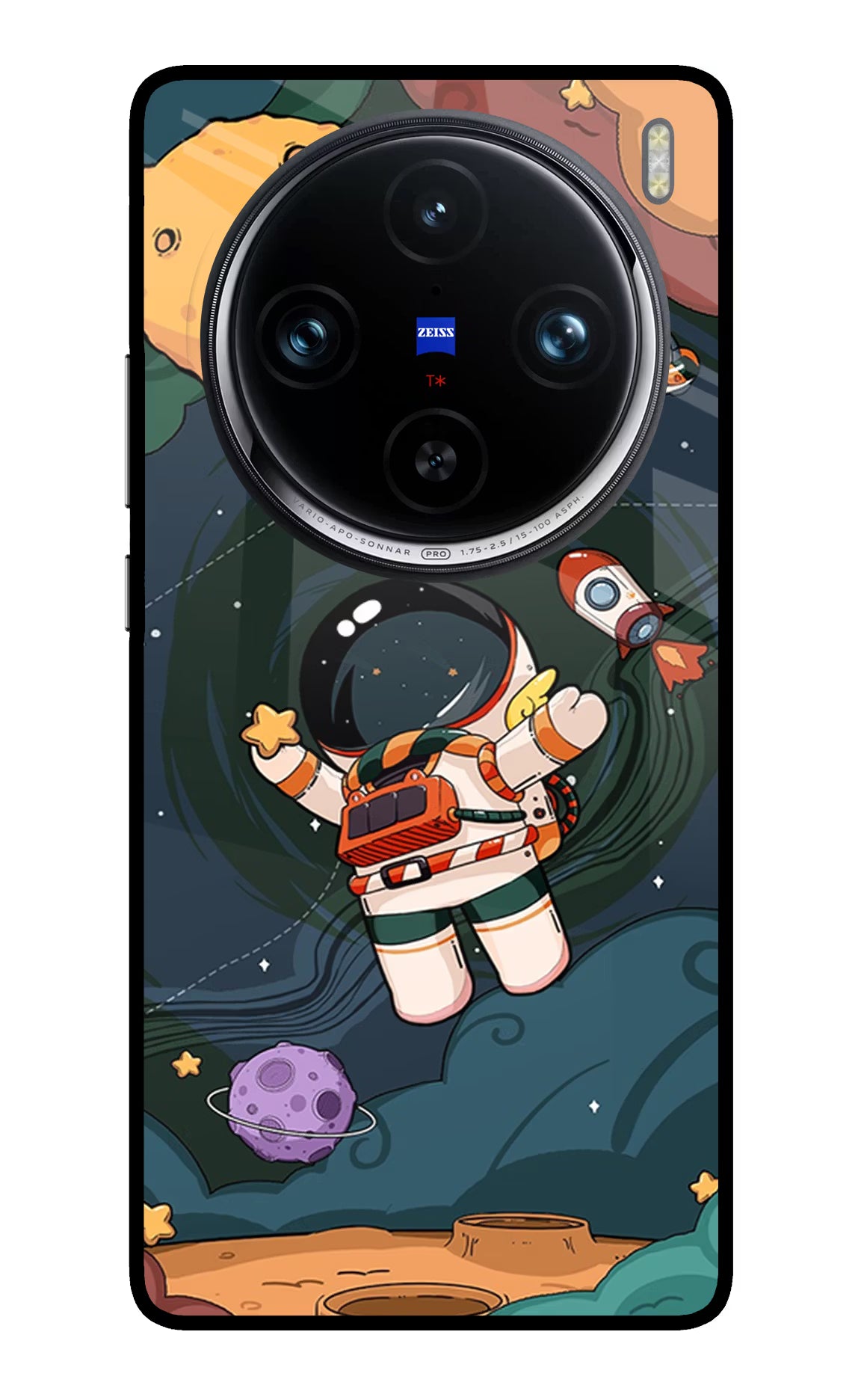 Cartoon Astronaut Vivo X100 Pro Glass Case - Cartoon Astronaut Vivo X100 Pro Glass Case Cartoon Astronaut Vivo X100 Pro Glass Case