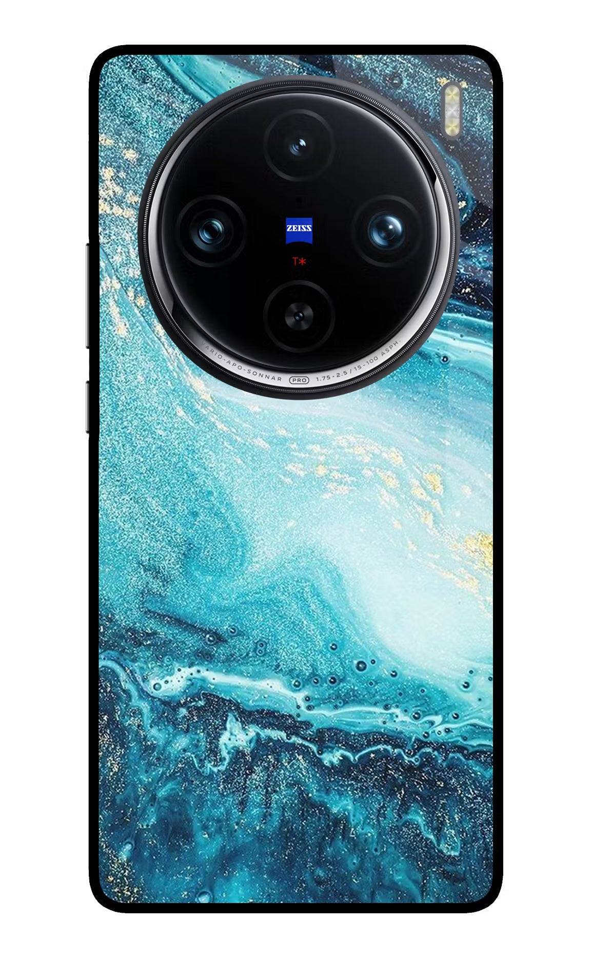 Blue Glitter Marble Vivo X100 Pro Back Cover - Blue Glitter Marble Vivo X100 Pro Glass Case Back Cover by Casekaro Blue Glitter Marble Vivo X100 Pro Glass Case Back Cover by Casekaro