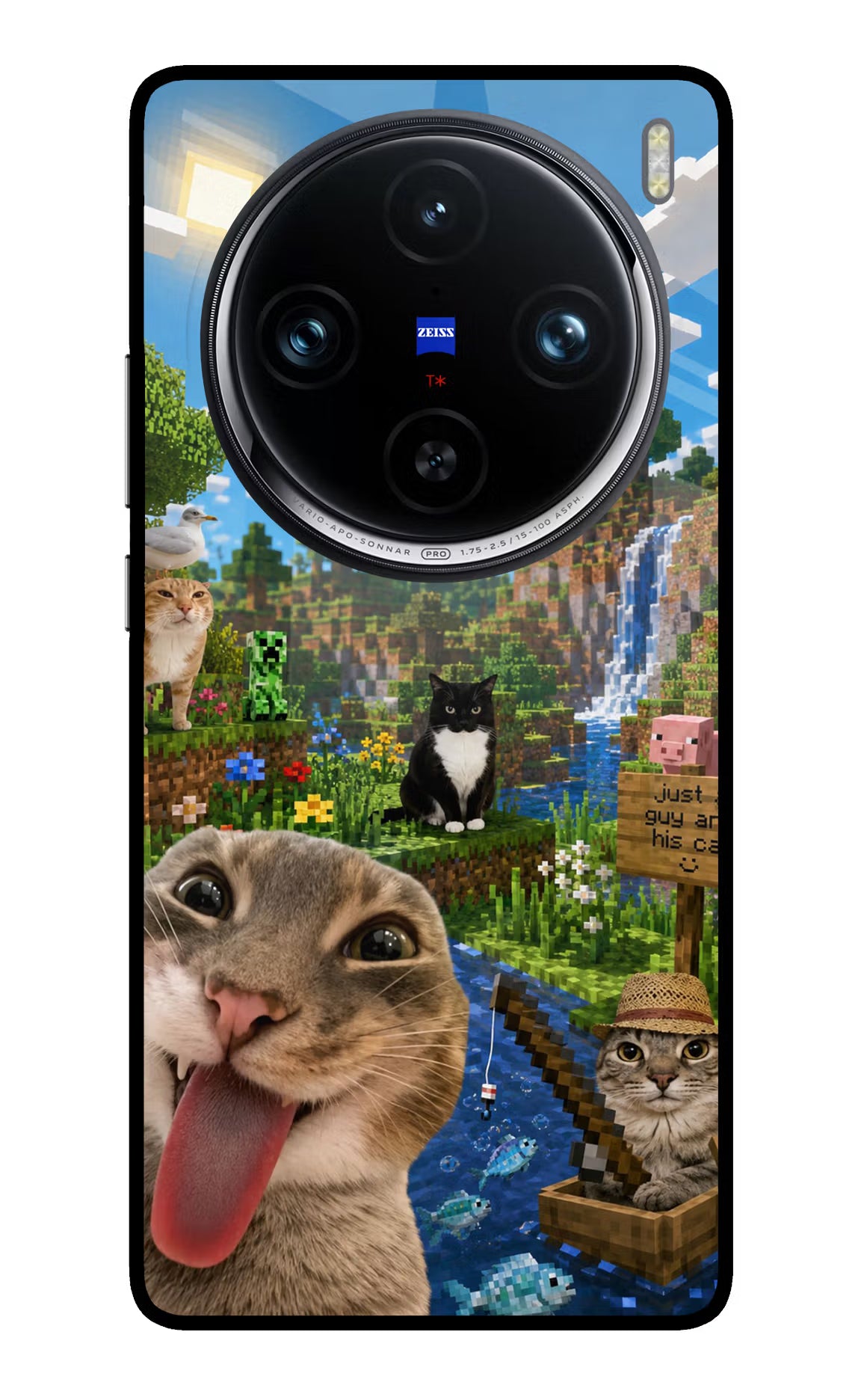 Minecraft Cat Chaos Vivo X100 Pro Glass Case - Minecraft Cat Chaos Vivo X100 Pro Glass Case Minecraft Cat Chaos Vivo X100 Pro Glass Case