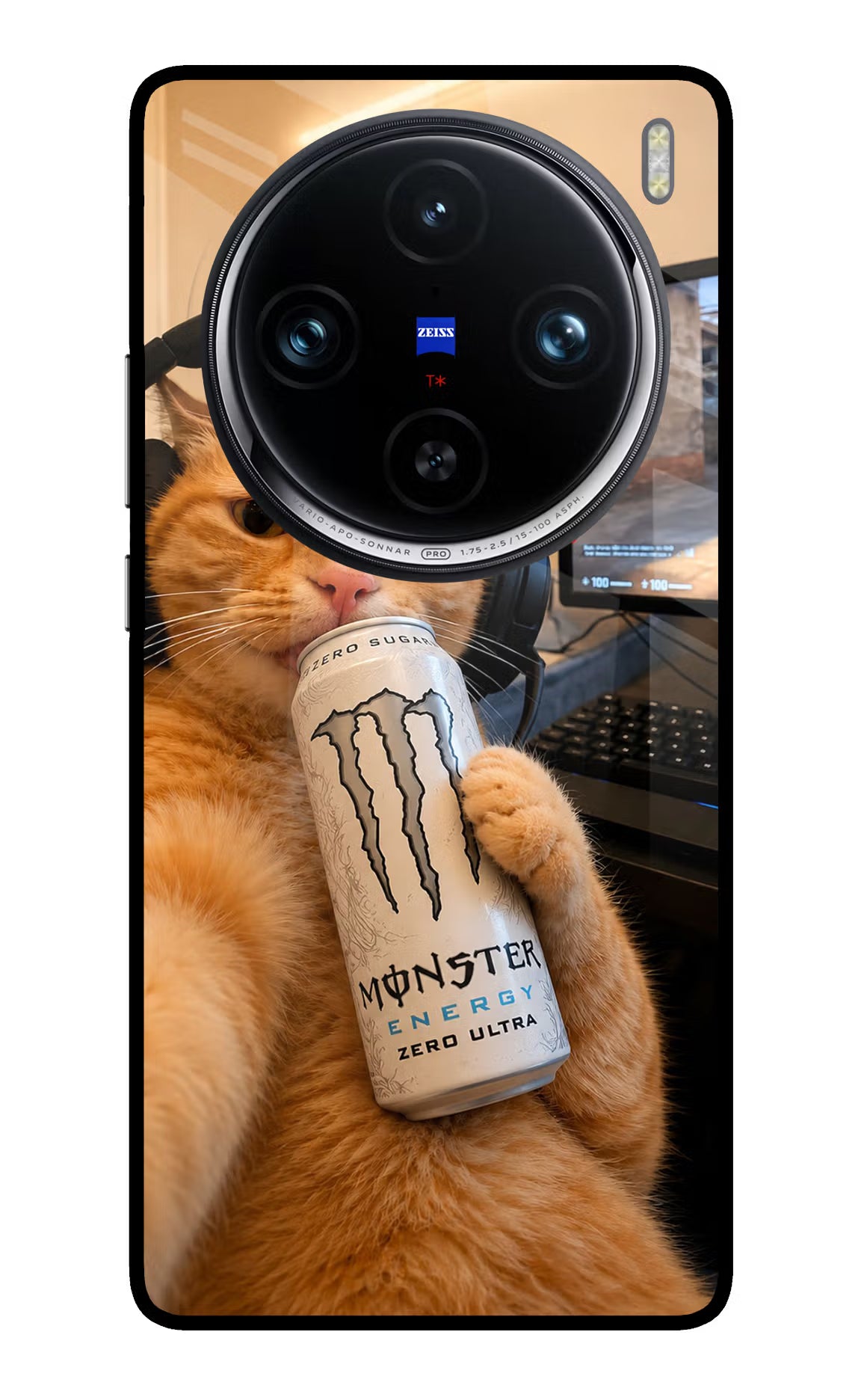 Gamer Cat Energy Vivo X100 Pro Glass Case - Gamer Cat Energy Vivo X100 Pro Glass Case Gamer Cat Energy Vivo X100 Pro Glass Case