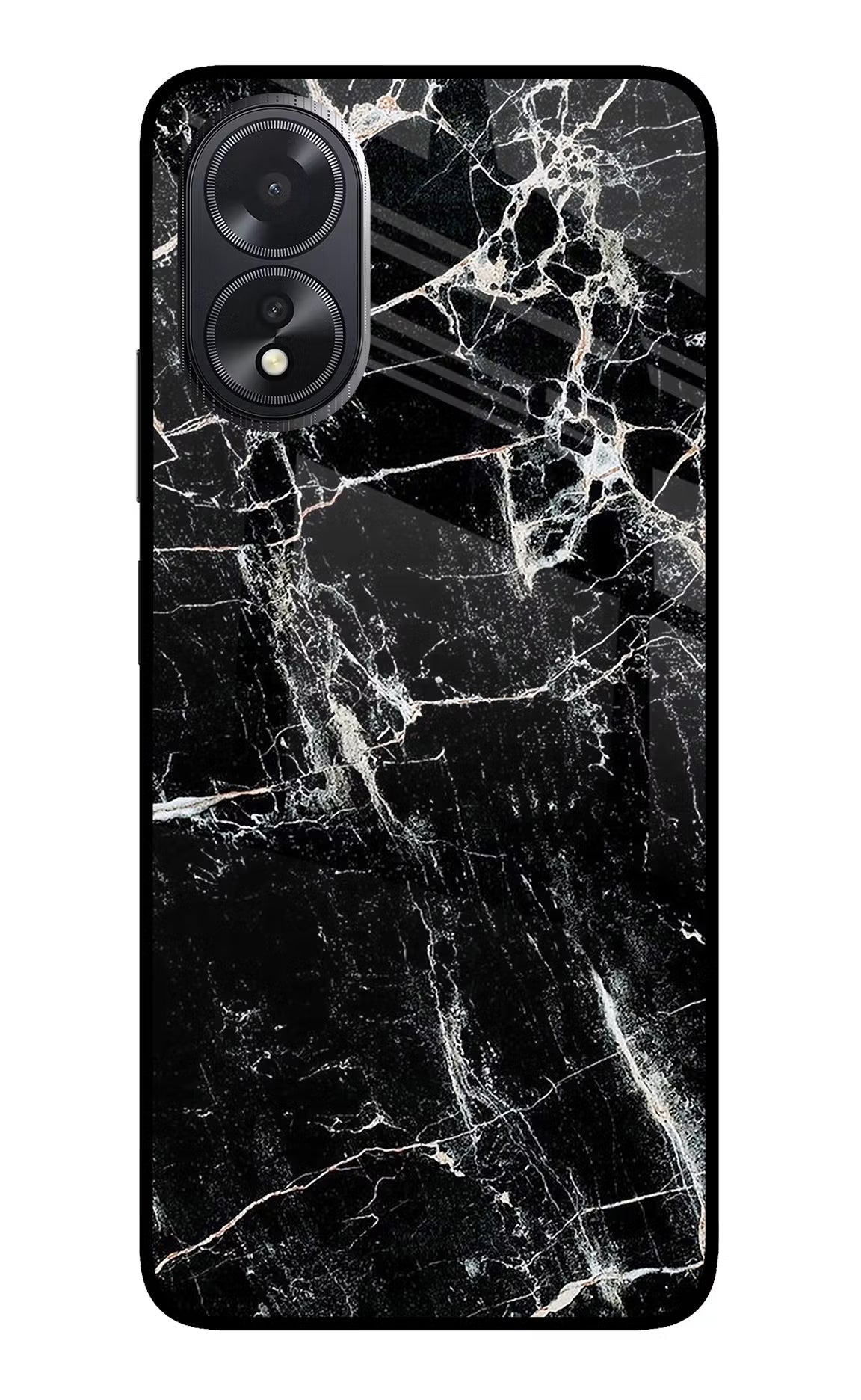 Black Marble Texture Oppo A18/Oppo A38 Back Cover - Black Marble Texture Oppo A18/Oppo A38 Glass Case Back Cover by Casekaro Black Marble Texture Oppo A18/Oppo A38 Glass Case Back Cover by Casekaro