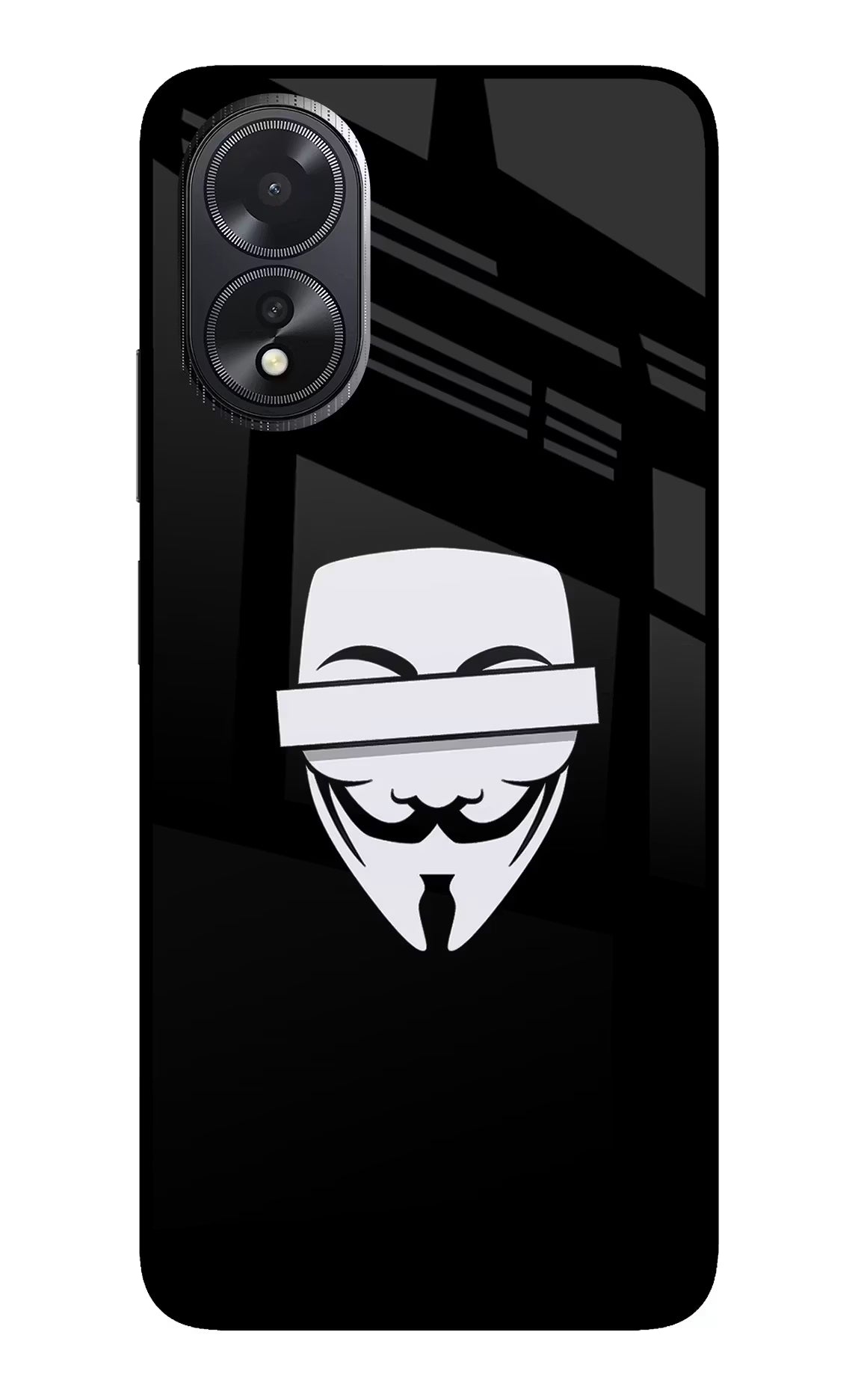 Anonymous Face Oppo A18/Oppo A38 Back Cover - Anonymous Face Oppo A18/Oppo A38 Glass Case Back Cover by Casekaro Anonymous Face Oppo A18/Oppo A38 Glass Case Back Cover by Casekaro