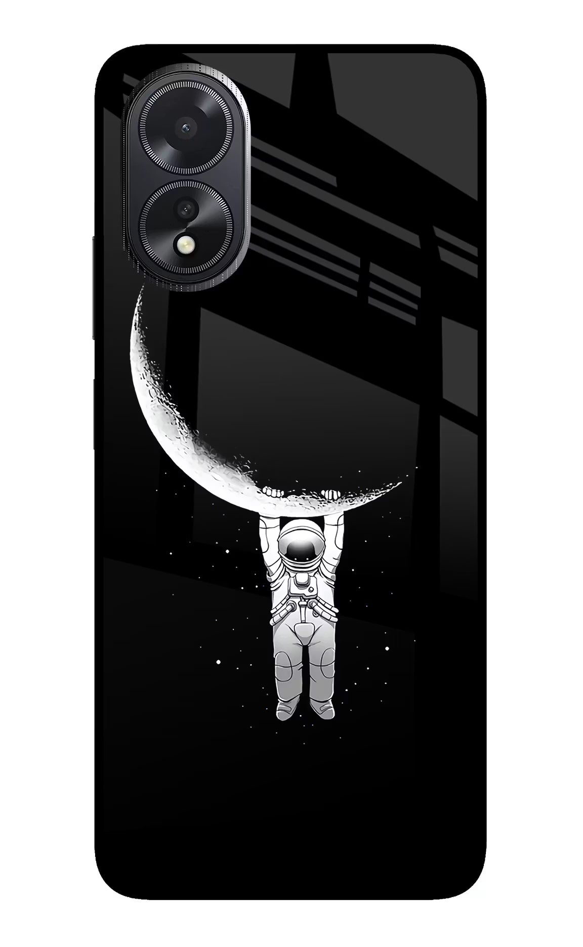 Moon Space Oppo A18/Oppo A38 Back Cover - Moon Space Oppo A18/Oppo A38 Glass Case Back Cover by Casekaro Moon Space Oppo A18/Oppo A38 Glass Case Back Cover by Casekaro