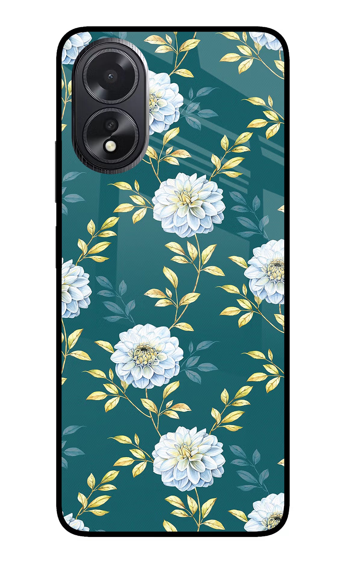 Flowers Oppo A18/Oppo A38 Back Cover - Flowers Oppo A18/Oppo A38 Glass Case Back Cover by Casekaro Flowers Oppo A18/Oppo A38 Glass Case Back Cover by Casekaro