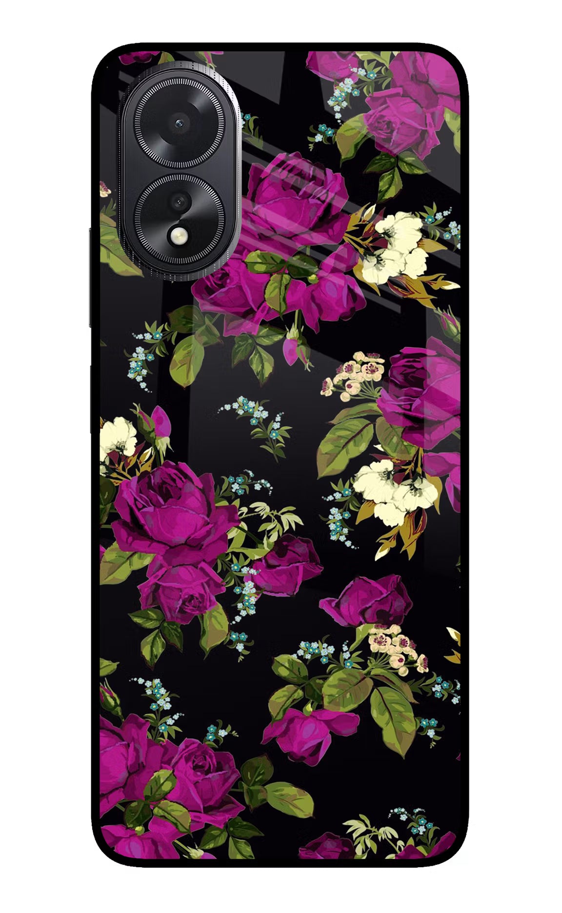 Flowers Oppo A18/Oppo A38 Back Cover - Flowers Oppo A18/Oppo A38 Glass Case Back Cover by Casekaro Flowers Oppo A18/Oppo A38 Glass Case Back Cover by Casekaro