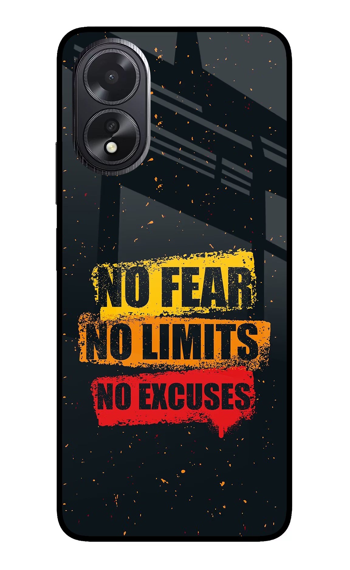 No Fear No Limits No Excuse Oppo A18/Oppo A38 Back Cover - No Fear No Limits No Excuse Oppo A18/Oppo A38 Glass Case Back Cover by Casekaro No Fear No Limits No Excuse Oppo A18/Oppo A38 Glass Case Back Cover by Casekaro