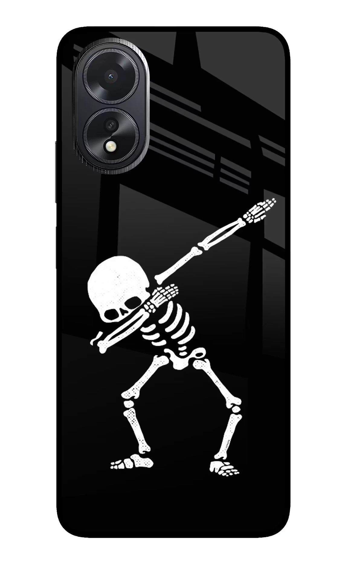 Dabbing Skeleton Art Oppo A18/Oppo A38 Back Cover - Dabbing Skeleton Art Oppo A18/Oppo A38 Glass Case Back Cover by Casekaro Dabbing Skeleton Art Oppo A18/Oppo A38 Glass Case Back Cover by Casekaro