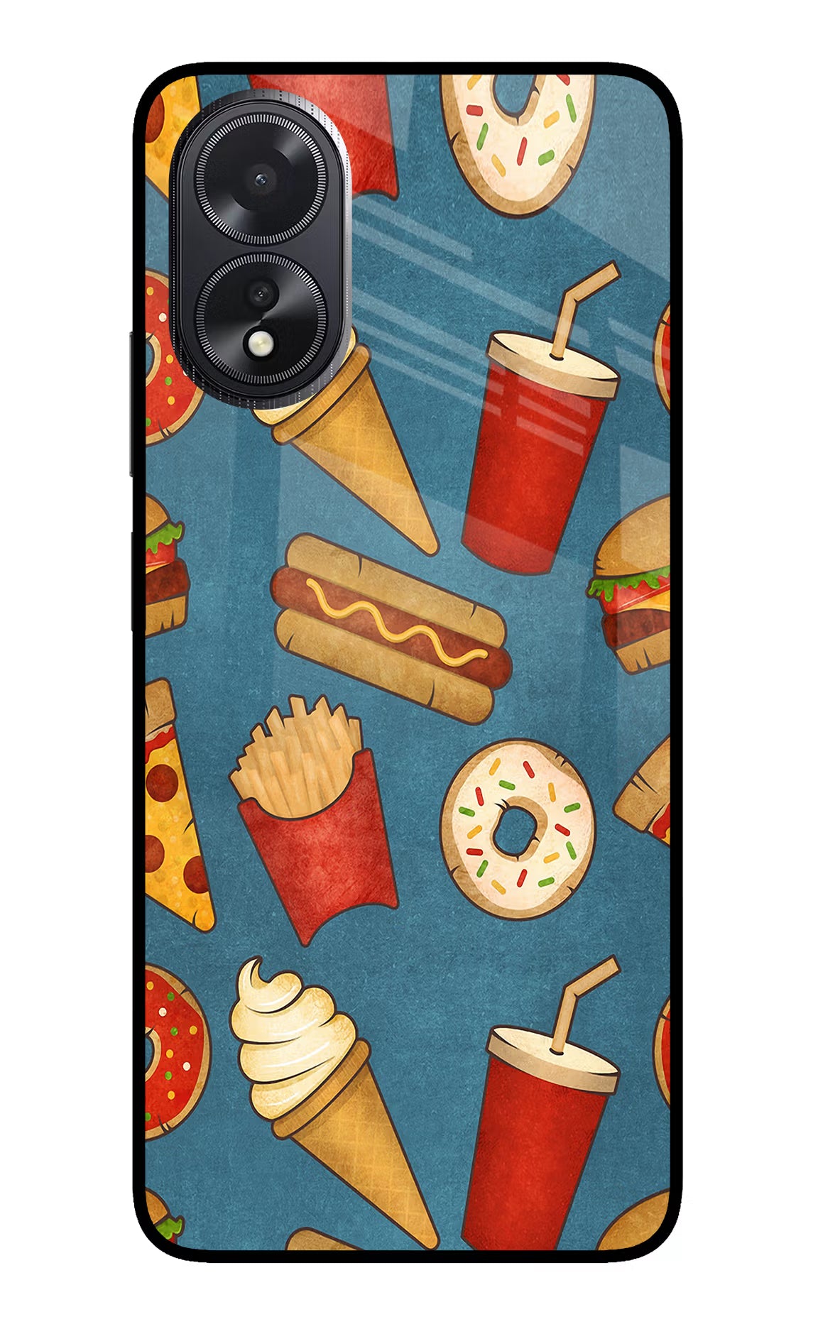 Foodie Oppo A18/Oppo A38 Glass Case - Foodie Oppo A18/Oppo A38 Glass Case Foodie Oppo A18/Oppo A38 Glass Case