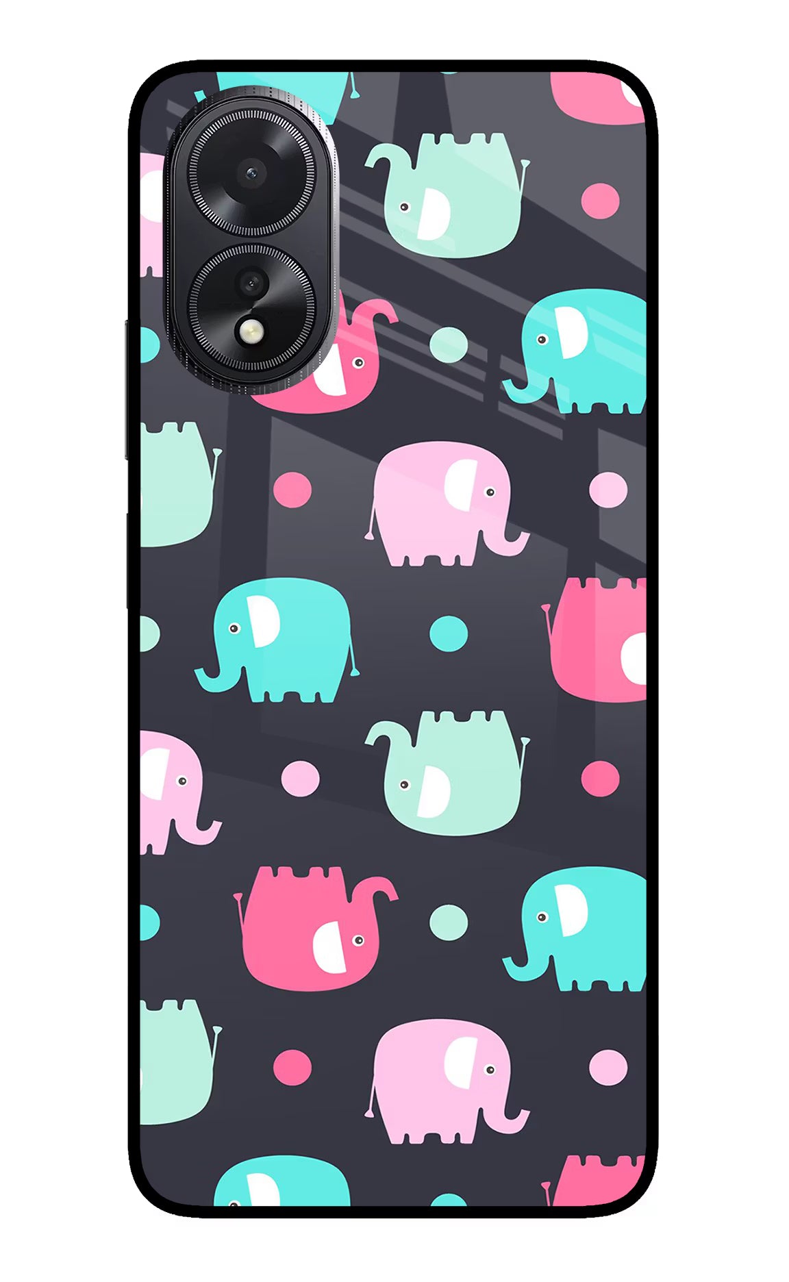 Elephants Oppo A18/Oppo A38 Back Cover - Elephants Oppo A18/Oppo A38 Glass Case Back Cover by Casekaro Elephants Oppo A18/Oppo A38 Glass Case Back Cover by Casekaro