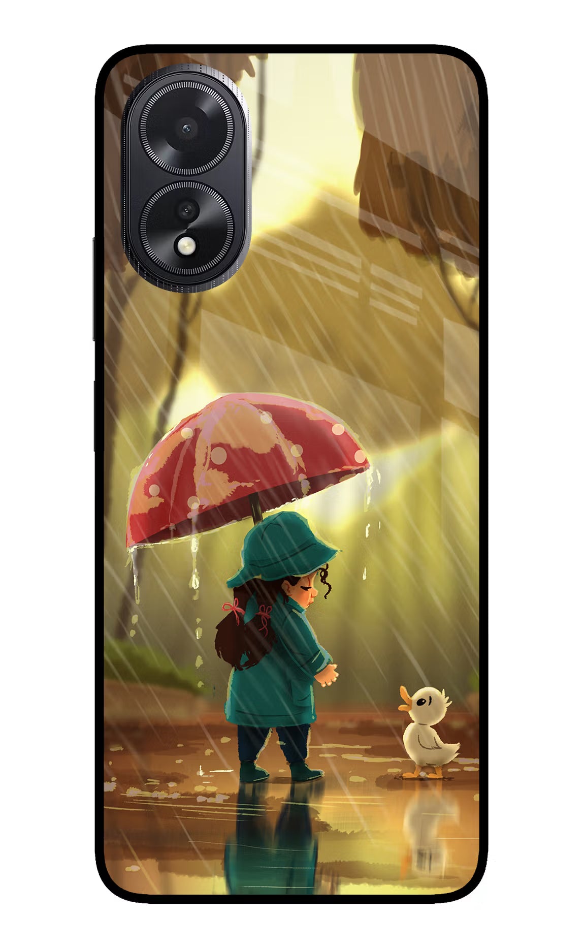 Rainy Day Oppo A18/Oppo A38 Back Cover - Rainy Day Oppo A18/Oppo A38 Glass Case Back Cover by Casekaro Rainy Day Oppo A18/Oppo A38 Glass Case Back Cover by Casekaro