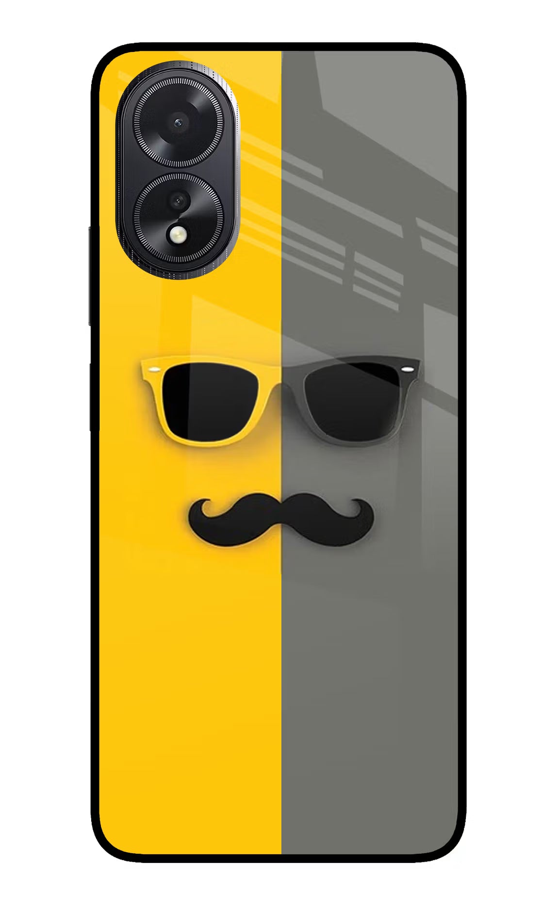 Sunglasses with Mustache Oppo A18/Oppo A38 Back Cover - Sunglasses with Mustache Oppo A18/Oppo A38 Glass Case Back Cover by Casekaro Sunglasses with Mustache Oppo A18/Oppo A38 Glass Case Back Cover by Casekaro