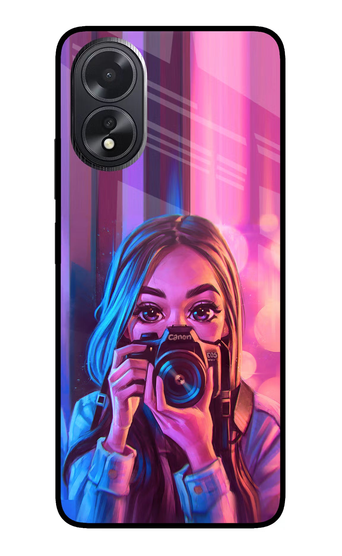 Girl Photographer Oppo A18/Oppo A38 Glass Case - Girl Photographer Oppo A18/Oppo A38 Glass Case Girl Photographer Oppo A18/Oppo A38 Glass Case