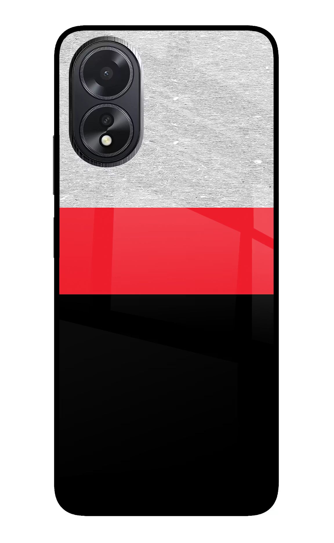 Tri Color Pattern Oppo A18/Oppo A38 Back Cover - Tri Color Pattern Oppo A18/Oppo A38 Glass Case Back Cover by Casekaro Tri Color Pattern Oppo A18/Oppo A38 Glass Case Back Cover by Casekaro