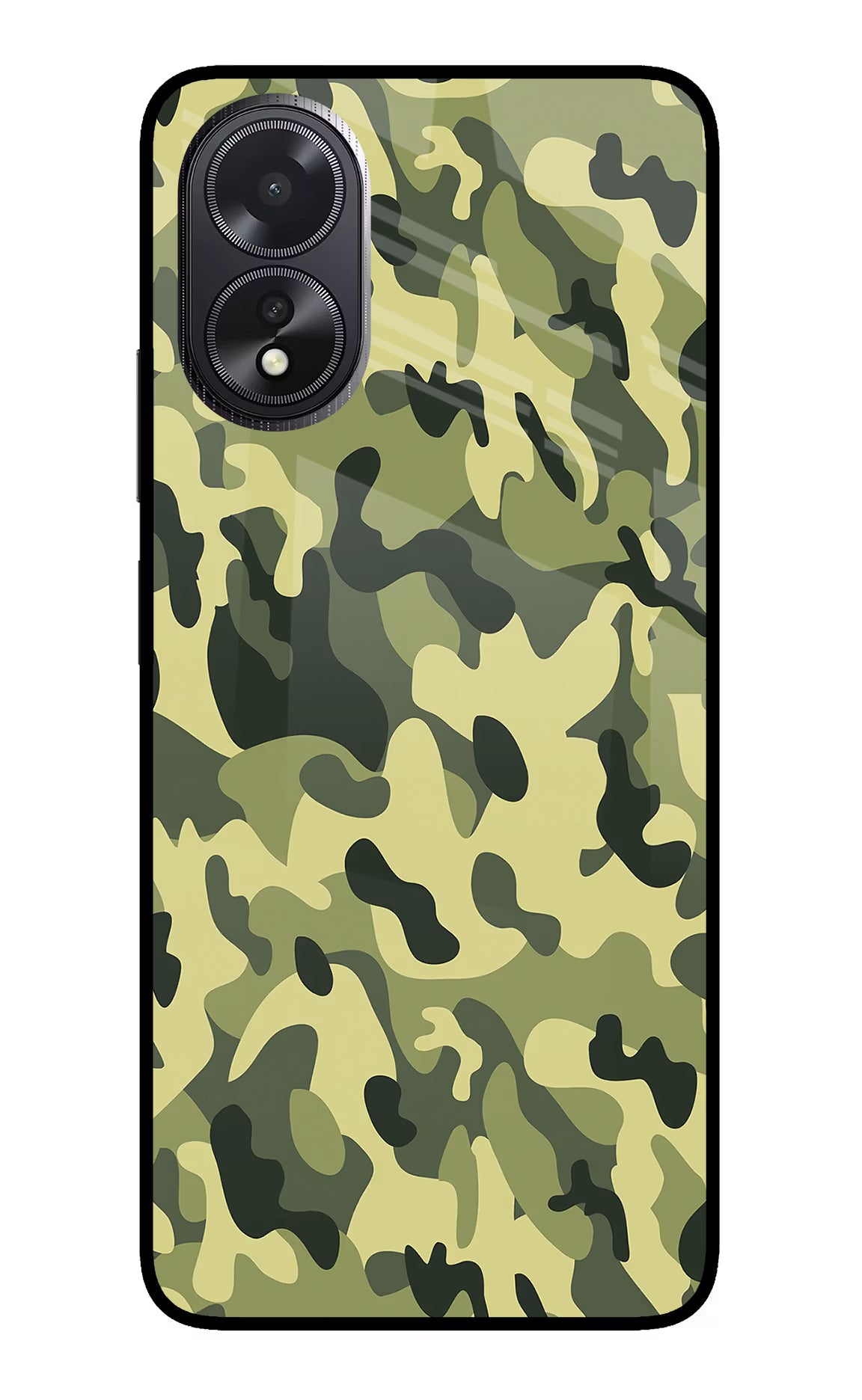 Camouflage Oppo A18/Oppo A38 Back Cover - Camouflage Oppo A18/Oppo A38 Glass Case Back Cover by Casekaro Camouflage Oppo A18/Oppo A38 Glass Case Back Cover by Casekaro