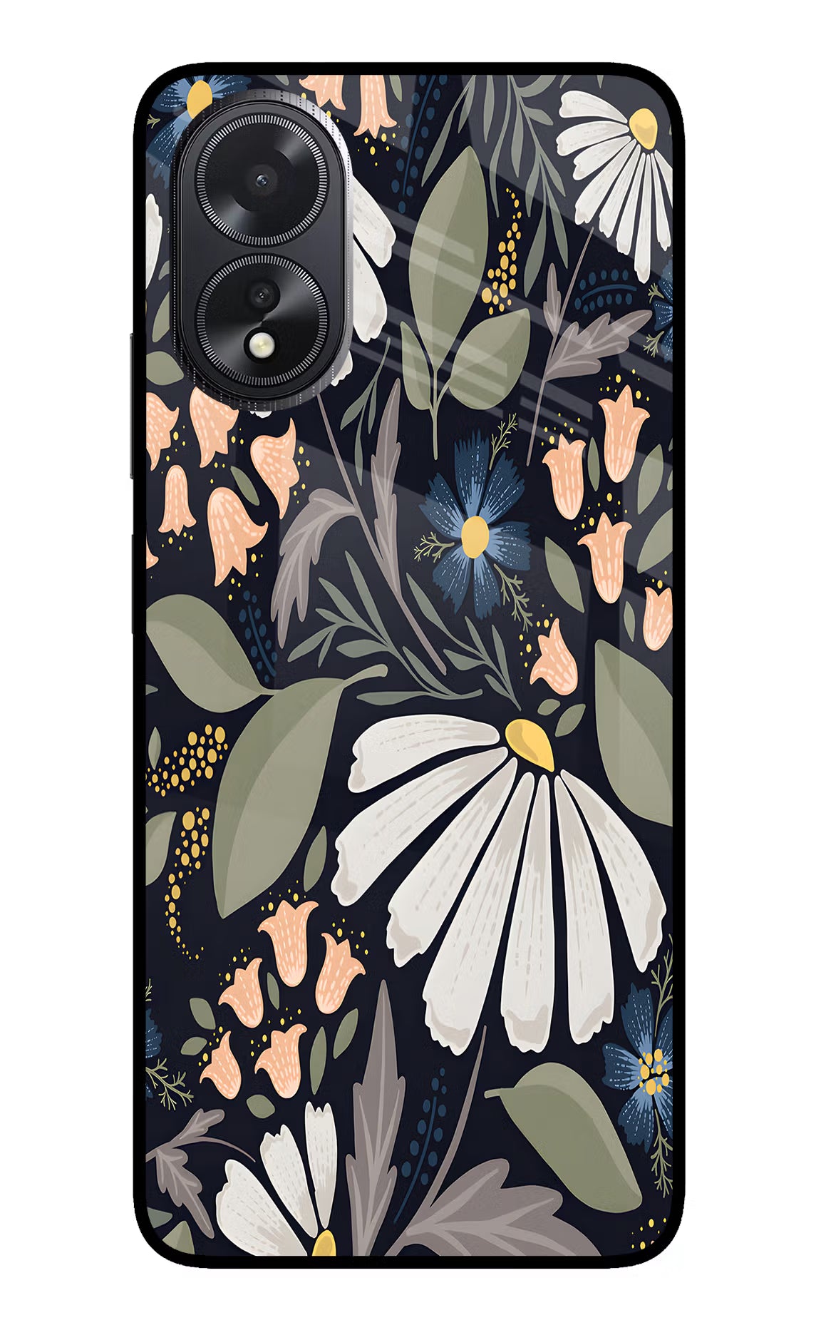 Flowers Art Oppo A18/Oppo A38 Back Cover - Flowers Art Oppo A18/Oppo A38 Glass Case Back Cover by Casekaro Flowers Art Oppo A18/Oppo A38 Glass Case Back Cover by Casekaro