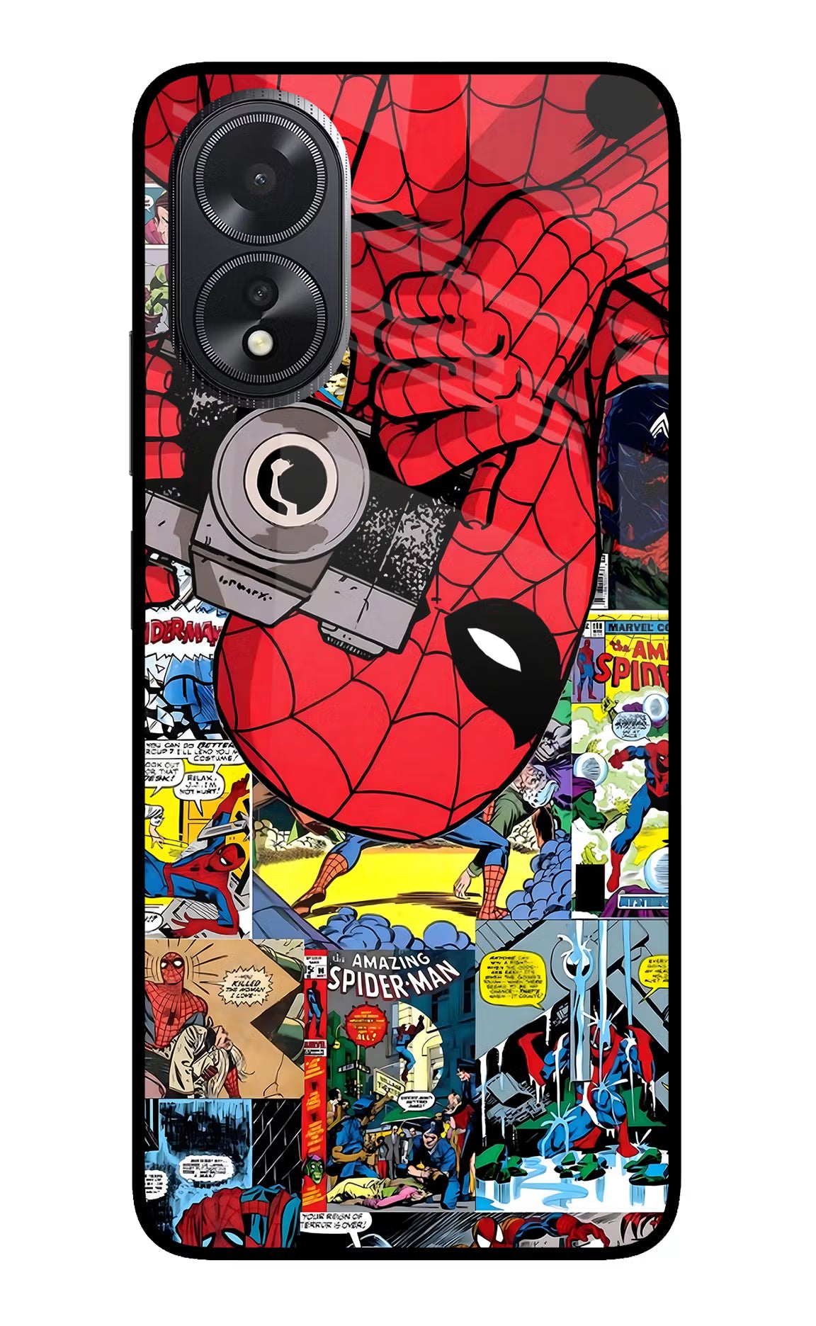 Spider Man Oppo A18/Oppo A38 Glass Case - Spider Man Oppo A18/Oppo A38 Glass Case Spider Man Oppo A18/Oppo A38 Glass Case
