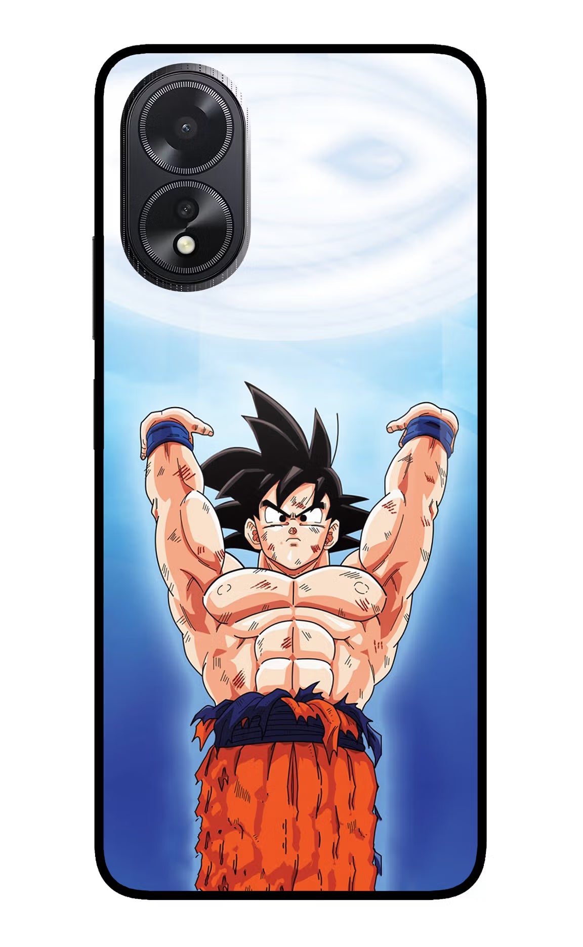 Goku Power Oppo A18/Oppo A38 Back Cover - Goku Power Oppo A18/Oppo A38 Glass Case Back Cover by Casekaro Goku Power Oppo A18/Oppo A38 Glass Case Back Cover by Casekaro