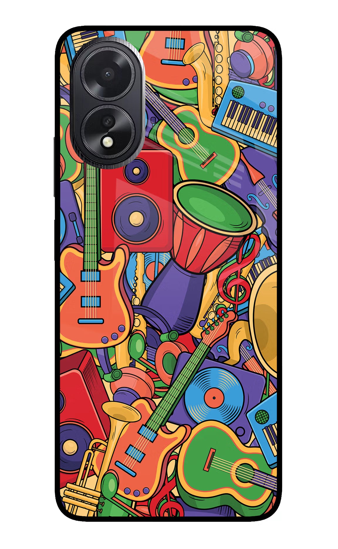 Music Instrument Doodle Oppo A18/Oppo A38 Glass Case - Music Instrument Doodle Oppo A18/Oppo A38 Glass Case Music Instrument Doodle Oppo A18/Oppo A38 Glass Case