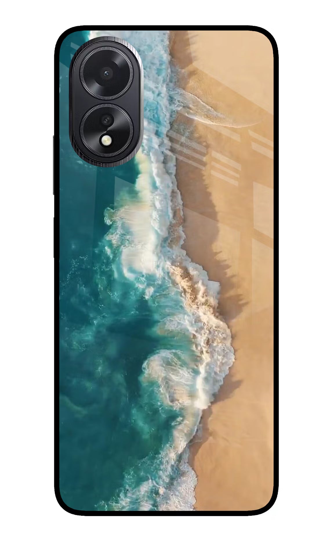 Ocean Beach Oppo A18/Oppo A38 Back Cover - Ocean Beach Oppo A18/Oppo A38 Glass Case Back Cover by Casekaro Ocean Beach Oppo A18/Oppo A38 Glass Case Back Cover by Casekaro