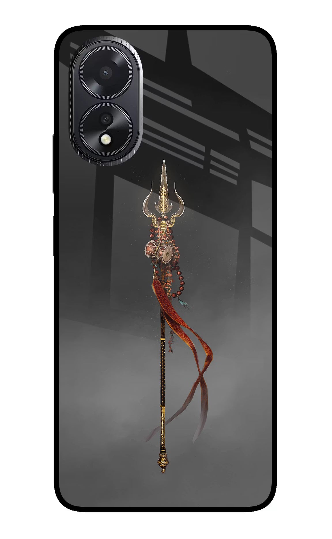 Shiv Trishul Oppo A18/Oppo A38 Back Cover - Shiv Trishul Oppo A18/Oppo A38 Glass Case Back Cover by Casekaro Shiv Trishul Oppo A18/Oppo A38 Glass Case Back Cover by Casekaro