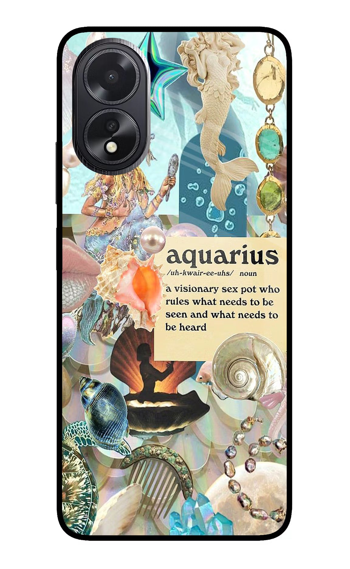 Aquarius Zodiac Oppo A18/Oppo A38 Glass Case - Aquarius Zodiac Oppo A18/Oppo A38 Glass Case Aquarius Zodiac Oppo A18/Oppo A38 Glass Case