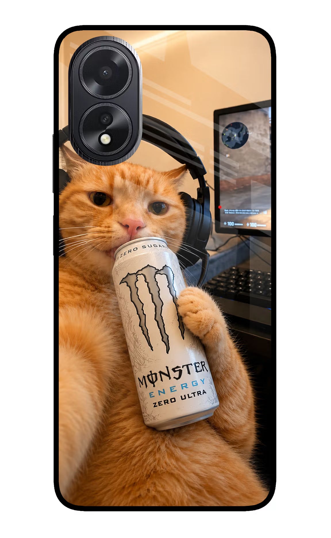 Gamer Cat Energy Oppo A18/Oppo A38 Glass Case - Gamer Cat Energy Oppo A18/Oppo A38 Glass Case Gamer Cat Energy Oppo A18/Oppo A38 Glass Case