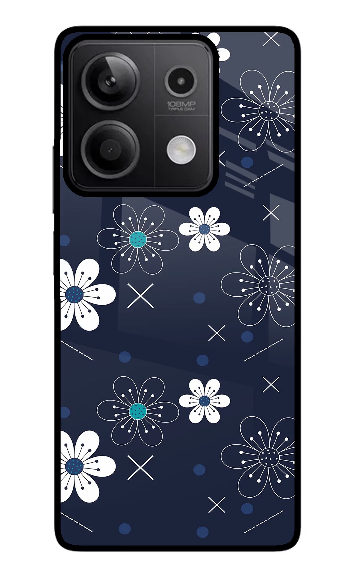 Flowers Redmi Note 13 5G Glass Case - Flowers Redmi Note 13 5G Glass Case Flowers Redmi Note 13 5G Glass Case