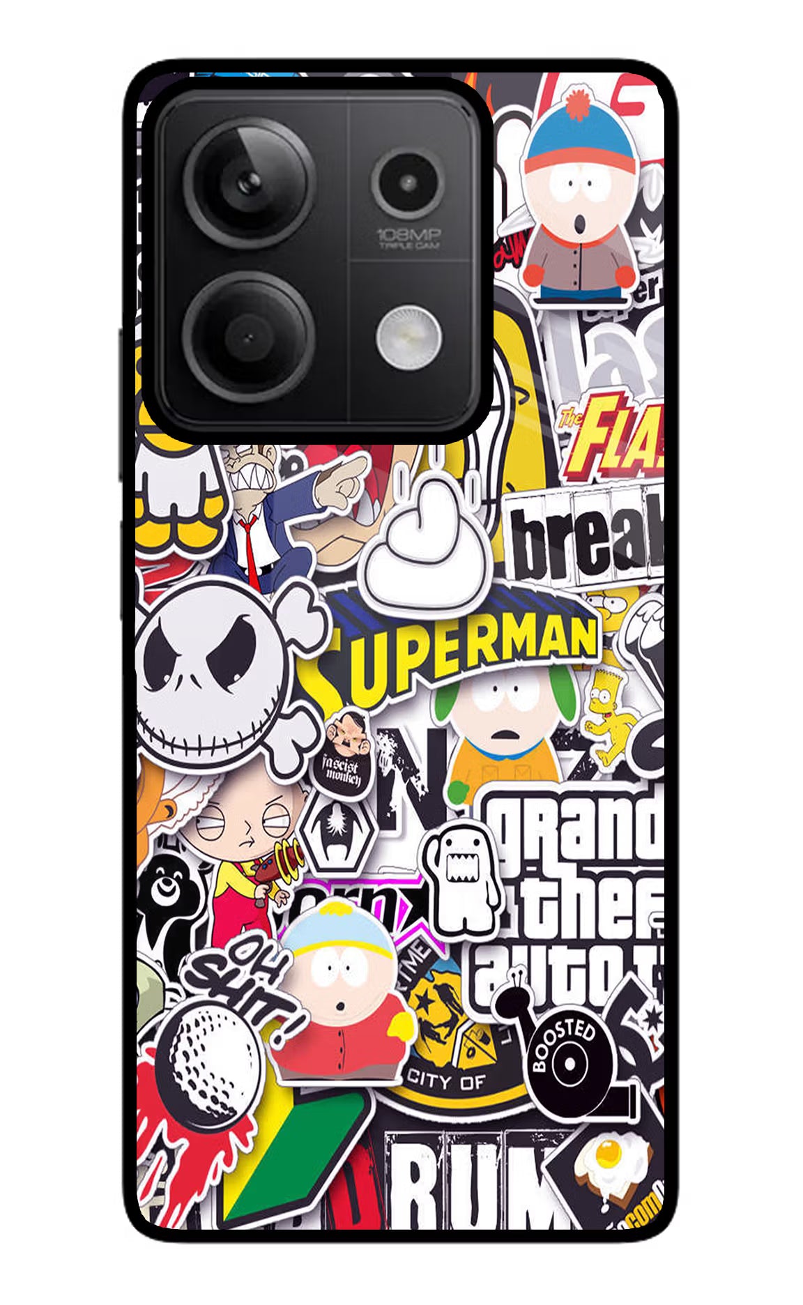 Sticker Bomb Redmi Note 13 5G Glass Case - Sticker Bomb Redmi Note 13 5G Glass Case Sticker Bomb Redmi Note 13 5G Glass Case