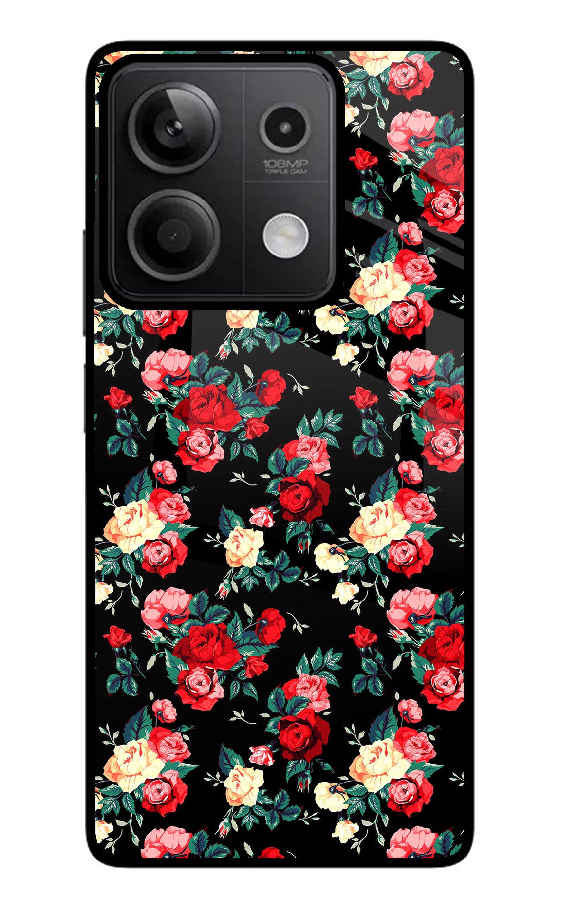 Rose Pattern Redmi Note 13 5G Glass Case - Rose Pattern Redmi Note 13 5G Glass Case Rose Pattern Redmi Note 13 5G Glass Case