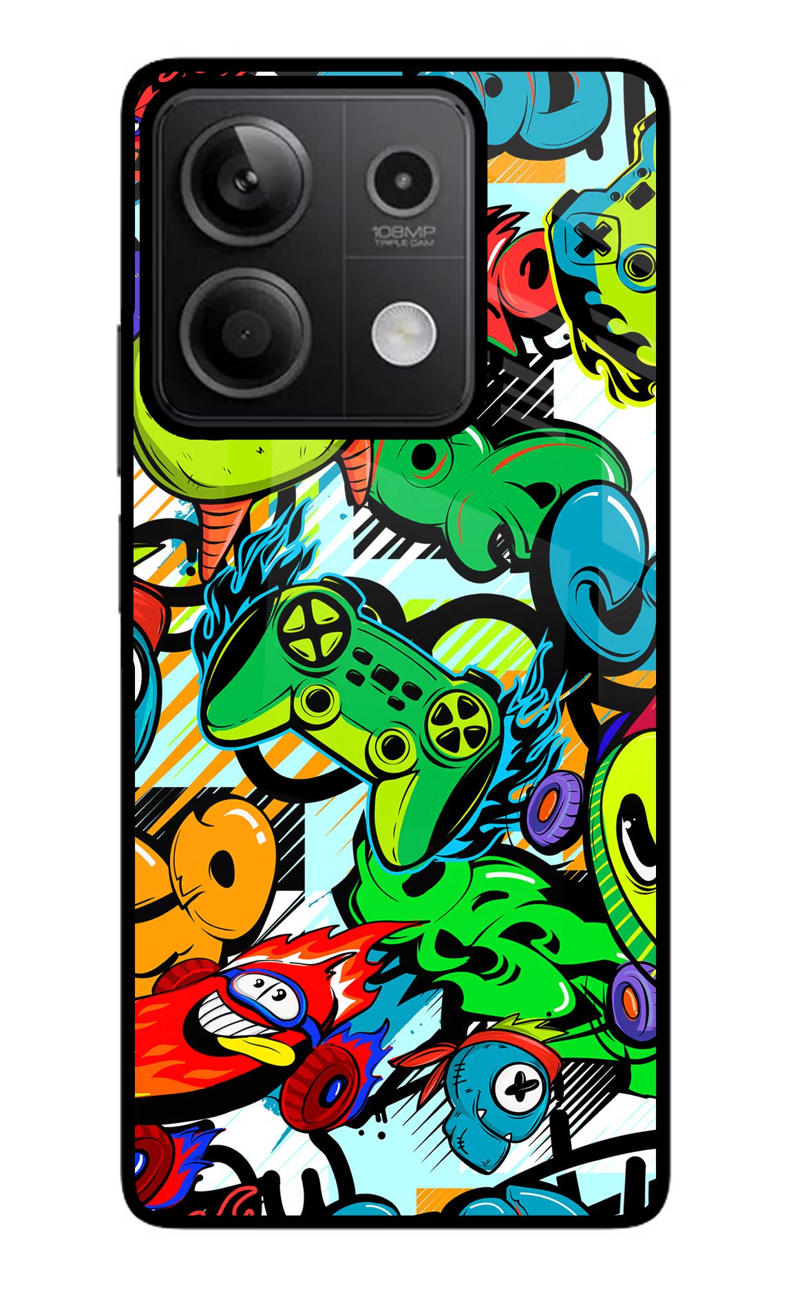 Game Doodle Redmi Note 13 5G Glass Case - Game Doodle Redmi Note 13 5G Glass Case Game Doodle Redmi Note 13 5G Glass Case