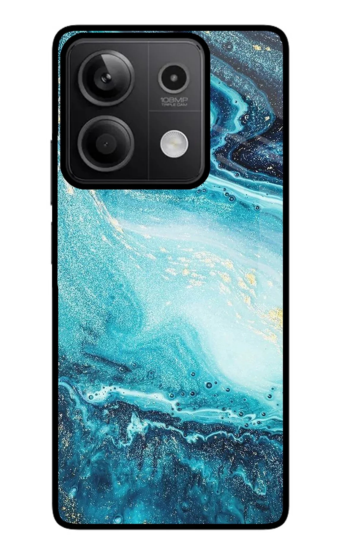 Blue Glitter Marble Redmi Note 13 5G Glass Case - Blue Glitter Marble Redmi Note 13 5G Glass Case Blue Glitter Marble Redmi Note 13 5G Glass Case