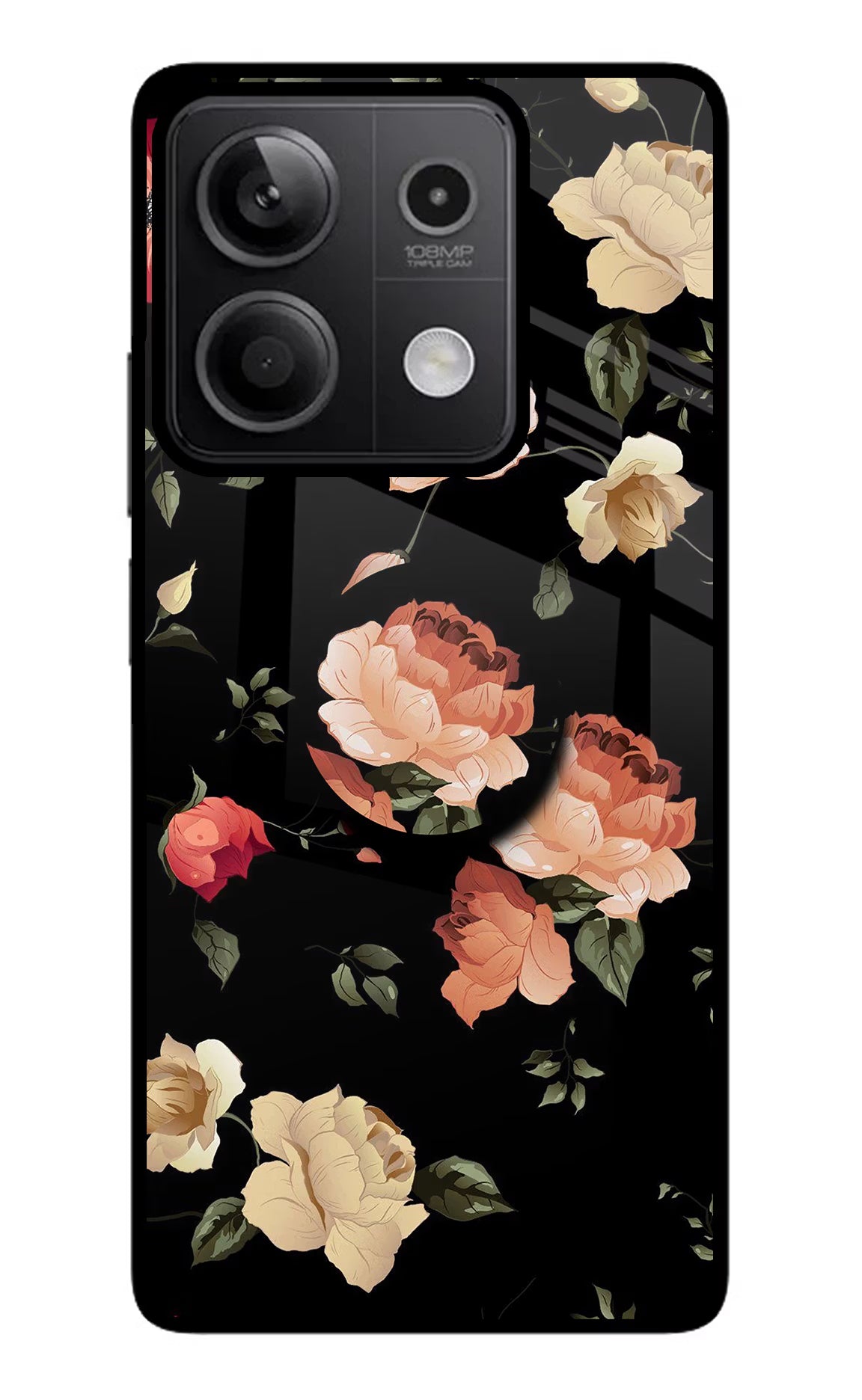 Flowers Redmi Note 13 5G Glass Case - Flowers Redmi Note 13 5G Glass Case Flowers Redmi Note 13 5G Glass Case