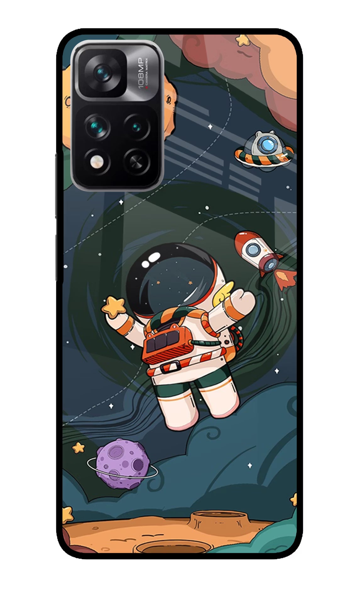 Cartoon Astronaut Redmi Note 13 Pro 5G Glass Case - Cartoon Astronaut Redmi Note 13 Pro 5G Glass Case Cartoon Astronaut Redmi Note 13 Pro 5G Glass Case