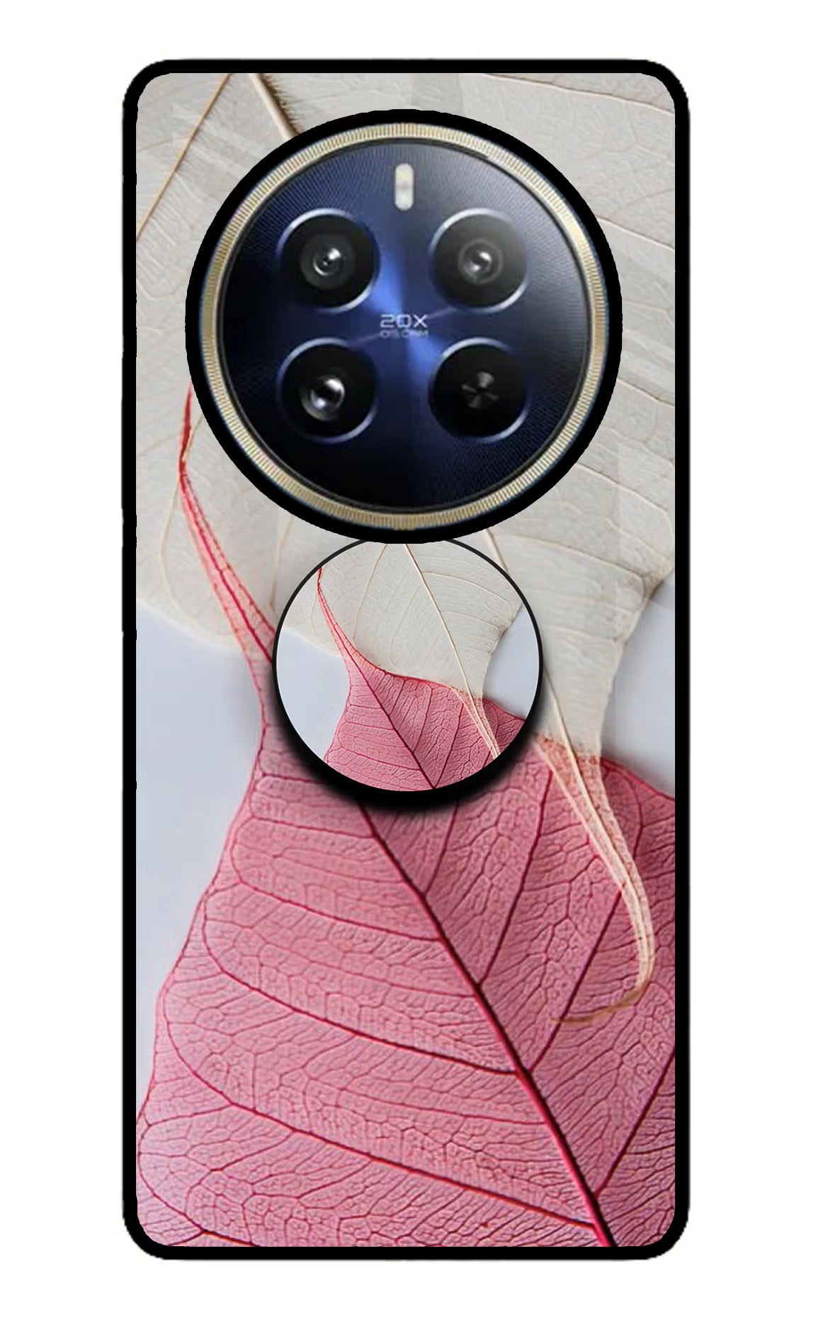 White Pink Leaf Realme 12 Pro 5G/12 Pro+ 5G Glass Case - White Pink Leaf Realme 12 Pro 5G/12 Pro+ 5G Glass Case White Pink Leaf Realme 12 Pro 5G/12 Pro+ 5G Glass Case