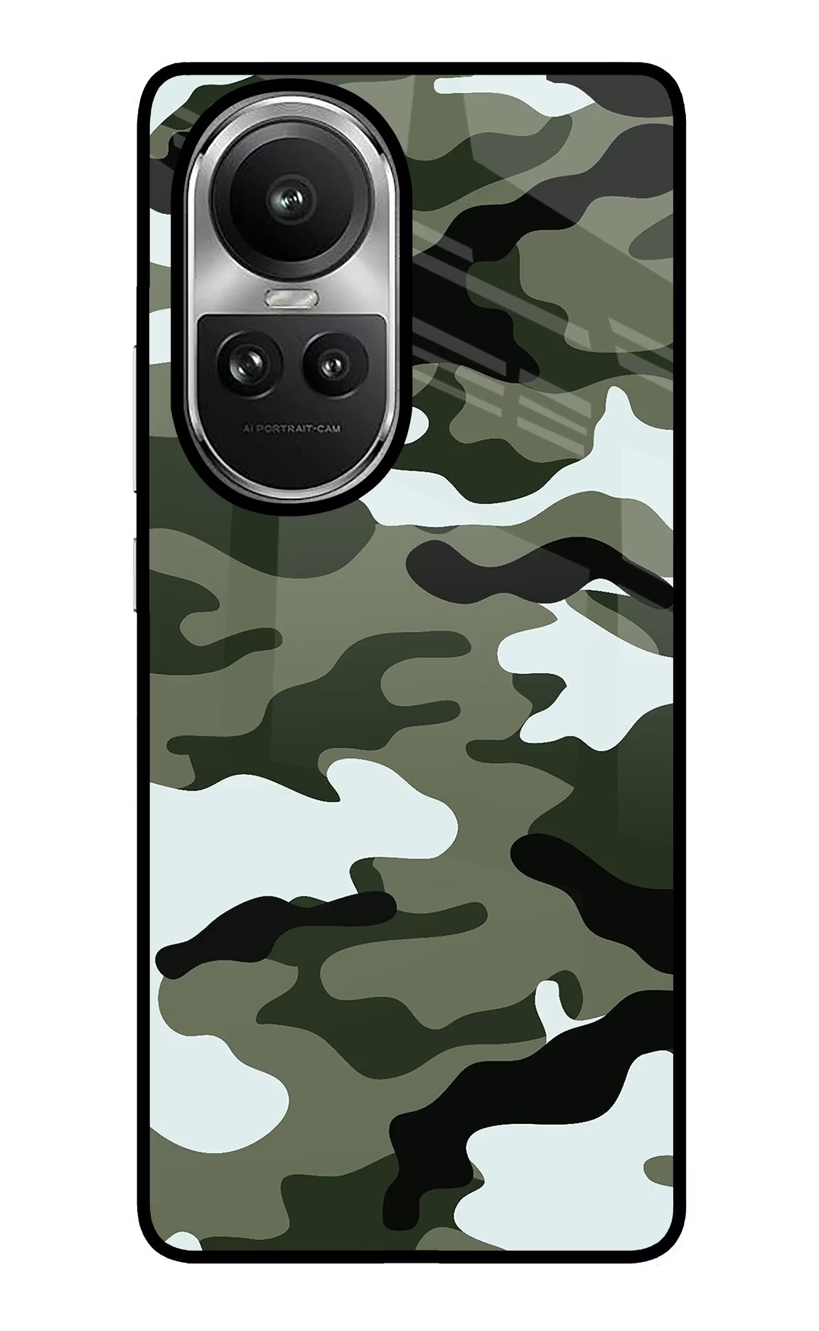 Camouflage Oppo Reno10 5G/10 Pro 5G Back Cover - Camouflage Oppo Reno10 5G/10 Pro 5G Glass Case Back Cover by Casekaro Camouflage Oppo Reno10 5G/10 Pro 5G Glass Case Back Cover by Casekaro