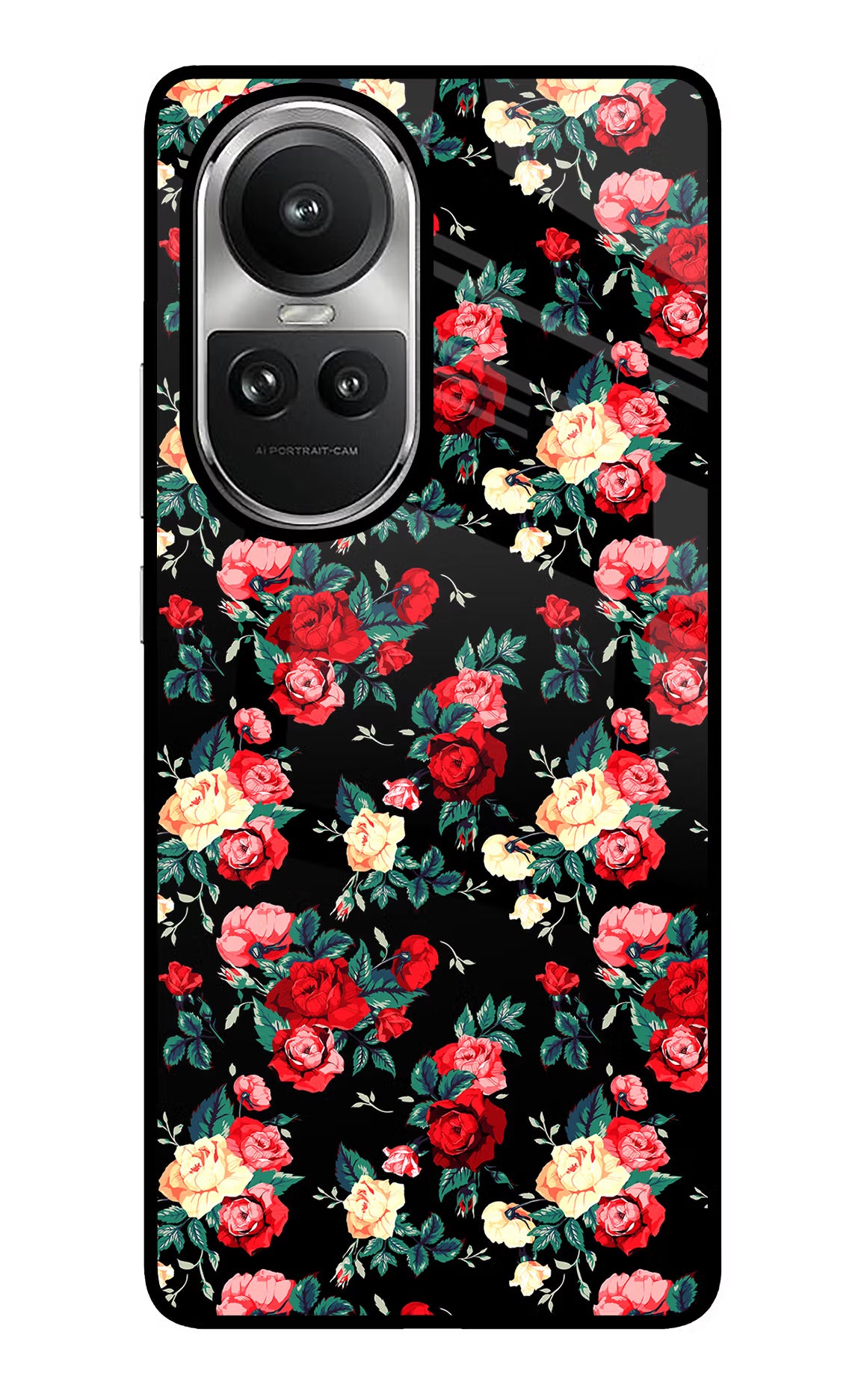 Rose Pattern Oppo Reno10 5G/10 Pro 5G Glass Case - Rose Pattern Oppo Reno10 5G/10 Pro 5G Glass Case Rose Pattern Oppo Reno10 5G/10 Pro 5G Glass Case