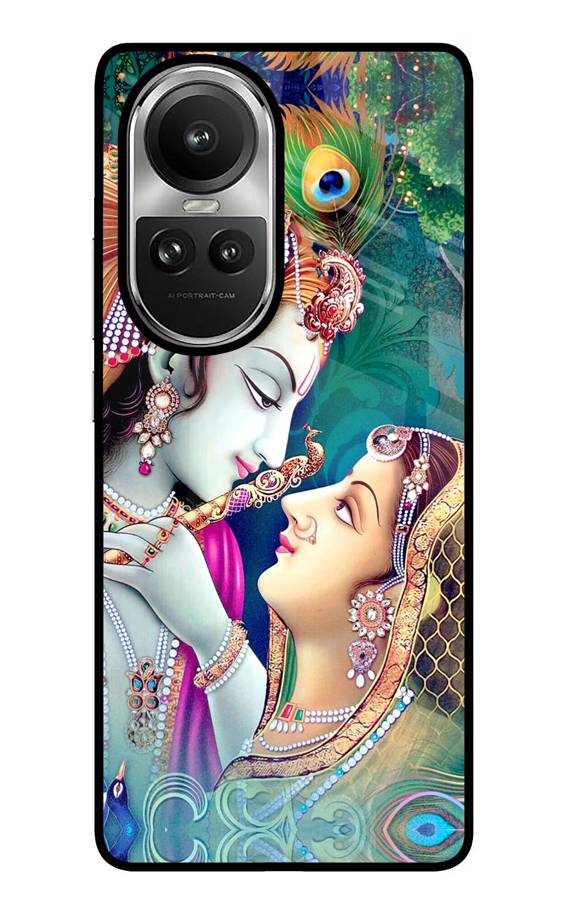 Lord Radha Krishna Oppo Reno10 5G/10 Pro 5G Back Cover - Lord Radha Krishna Oppo Reno10 5G/10 Pro 5G Glass Case Back Cover by Casekaro Lord Radha Krishna Oppo Reno10 5G/10 Pro 5G Glass Case Back Cover by Casekaro